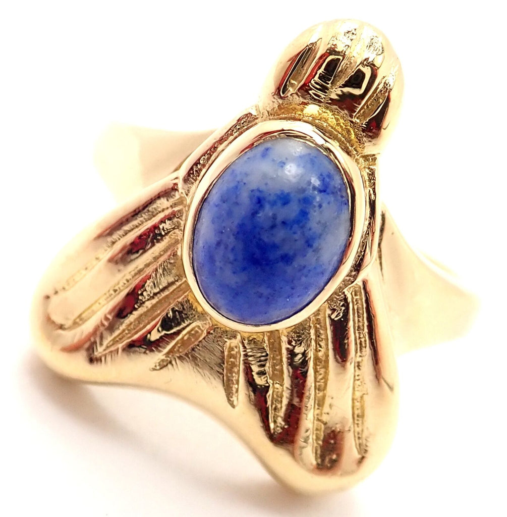 Authentic! Ilias Lalaounis 18k Yellow Gold Sodalite Greek Ring