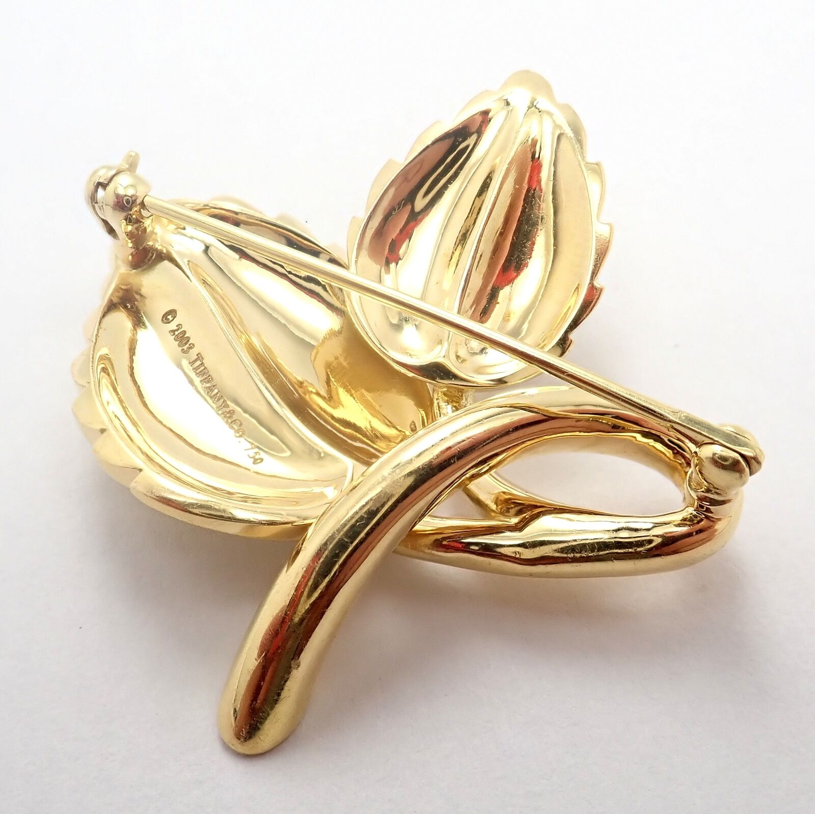 Tiffany & Co. Jewelry & Watches:Fine Jewelry:Brooches & Pins Tiffany & Co 18k Yellow Gold Diamond Leaf Pin Brooch 2003