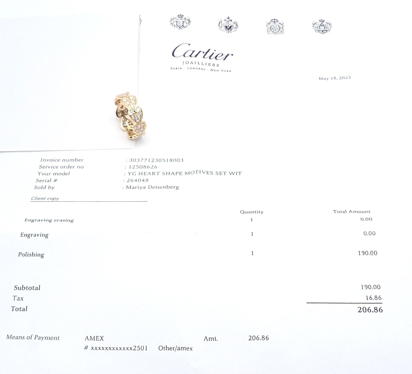 Authentic Cartier 18k Yellow Gold Diamond Heart Eternity Band