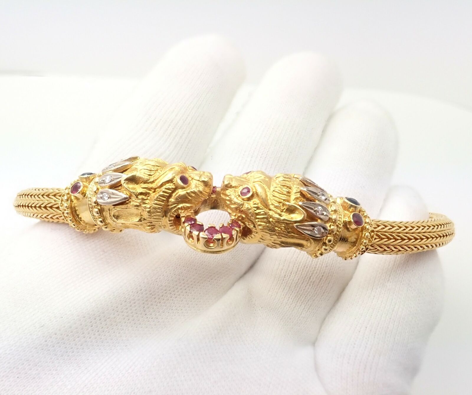 Lalaounis Jewelry & Watches:Vintage & Antique Jewelry:Necklaces & Pendants Ilias Lalaounis 18k Yellow Gold Ruby Sapphire Diamond Chimera Collar Necklace