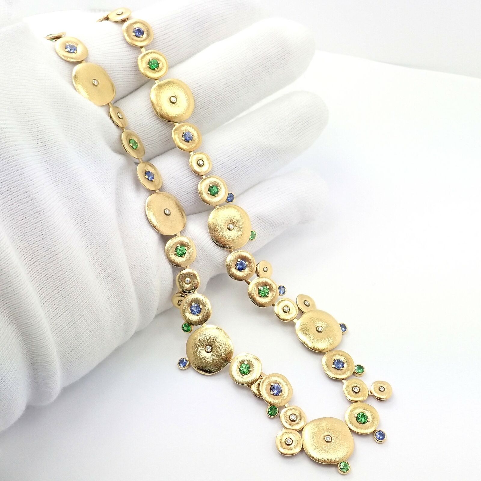 Alex Sepkus Jewelry & Watches:Fine Jewelry:Necklaces & Pendants Rare! Alex Sepkus 18k Yellow Gold Diamond Tsavorite Sapphire Orchard Necklace