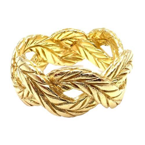 Buccellati Jewelry & Watches:Fine Jewelry:Rings Rare Vintage Buccellati 18k Yellow Gold Leaf Band Ring Size 4