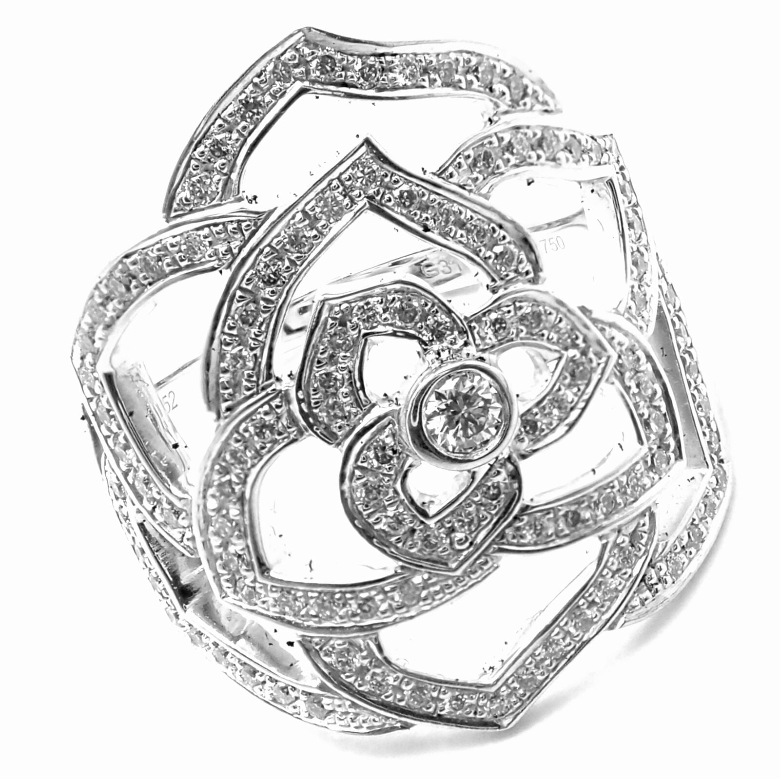 Authentic Piaget 18k White Gold Diamond Rose Flower Ring Fortrove