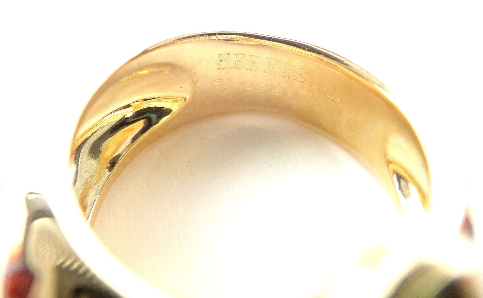 Hermes Jewelry & Watches:Fine Jewelry:Rings Authentic! Vintage Hermes Giraffe 18K Yellow Gold Enamel Band Ring