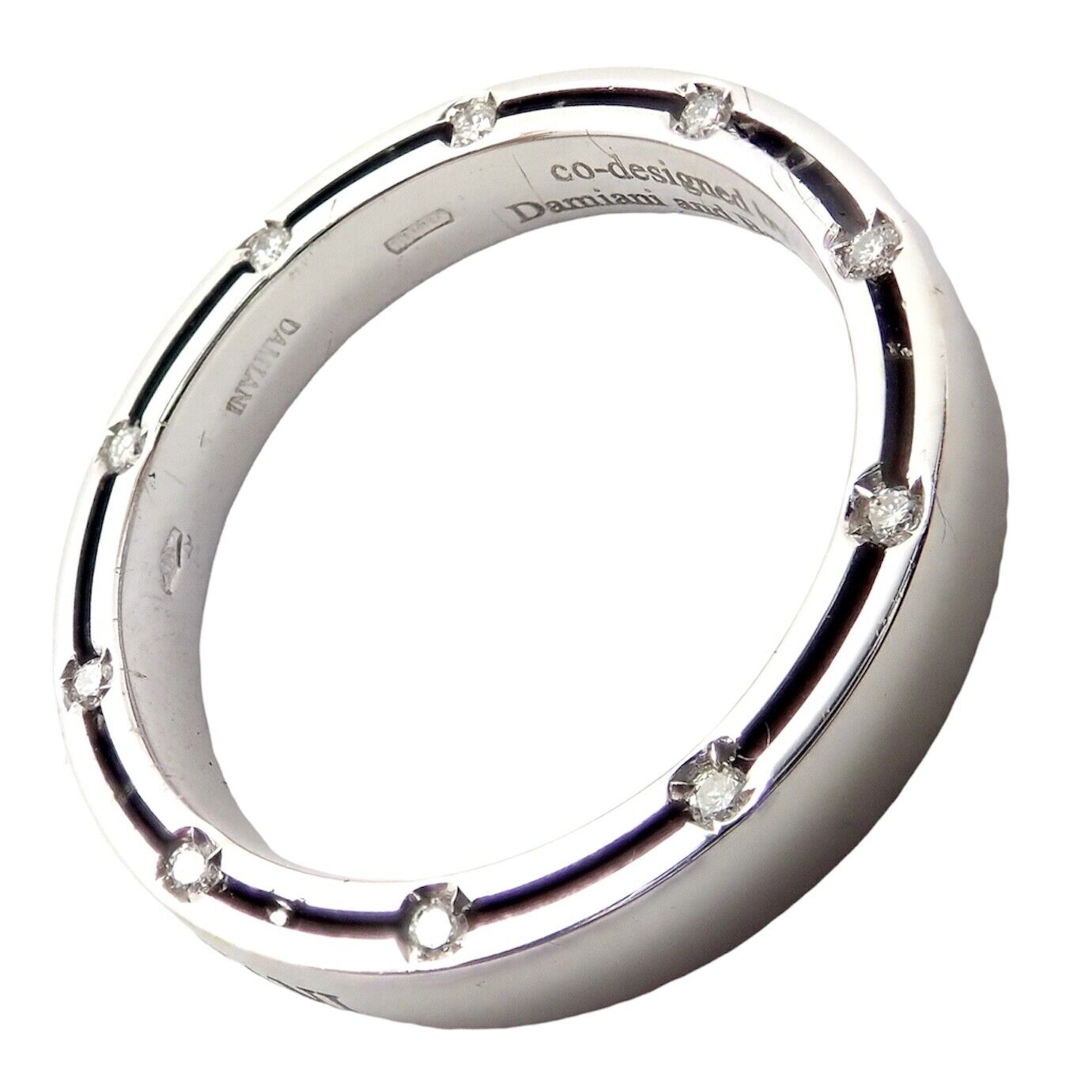 Damiani Jewelry & Watches:Fine Jewelry:Rings Authentic Damiani Brad Pitt 18k White Gold 20 Diamond 4mm Band Ring Sz 8.25