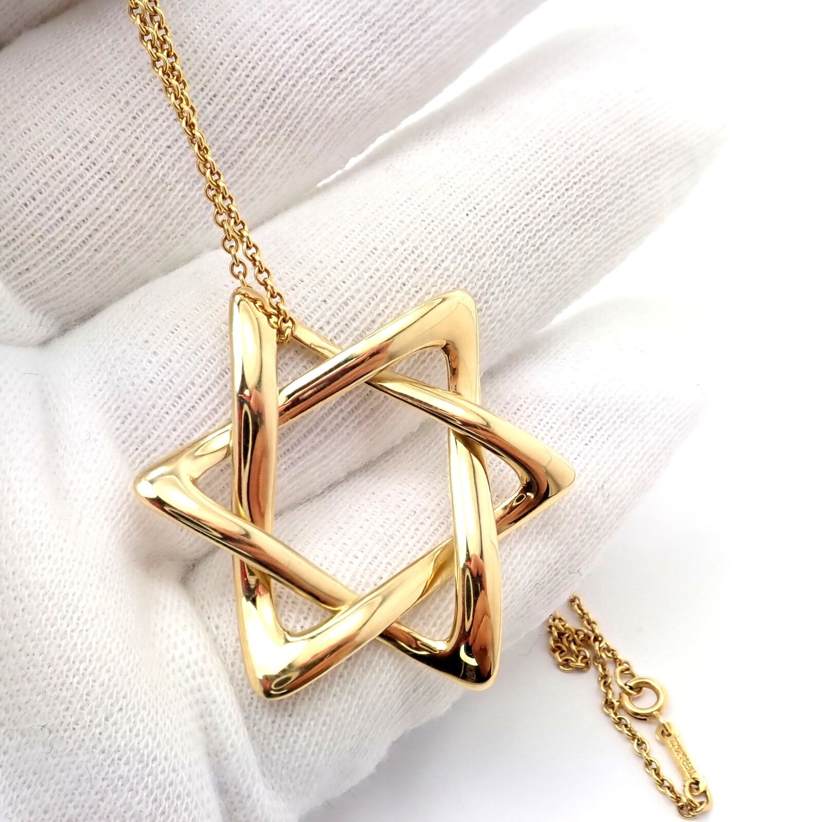 Tiffany & Co. Jewelry & Watches:Fine Jewelry:Necklaces & Pendants Authentic! Tiffany & Co Peretti 18k Yellow Gold Largest Star Of David Necklace