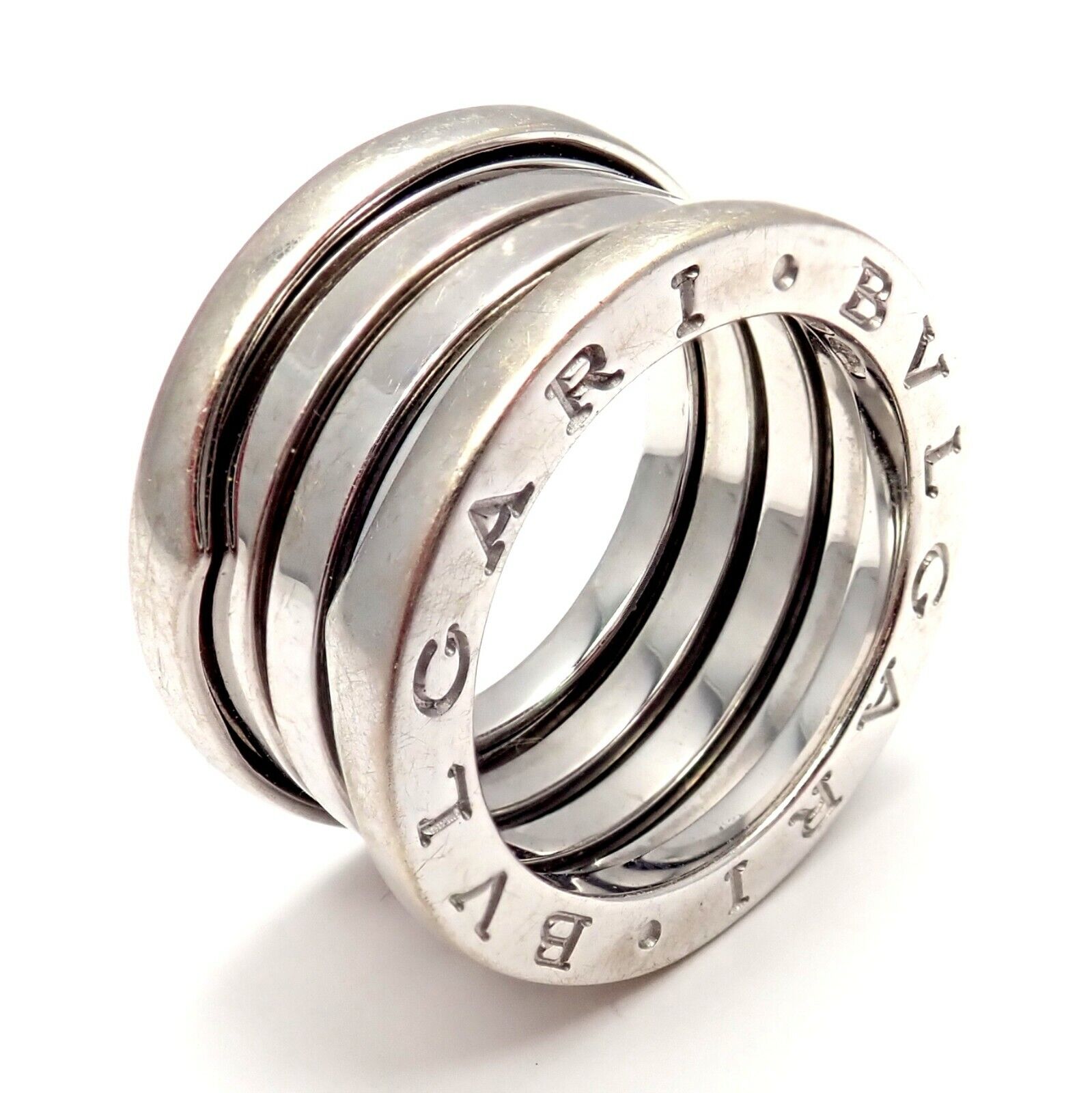 Bvlgari Jewelry & Watches:Fine Jewelry:Rings Bulgari 18k White Gold 4 Row B Zero Band Ring Sz us 51 eu 5.75