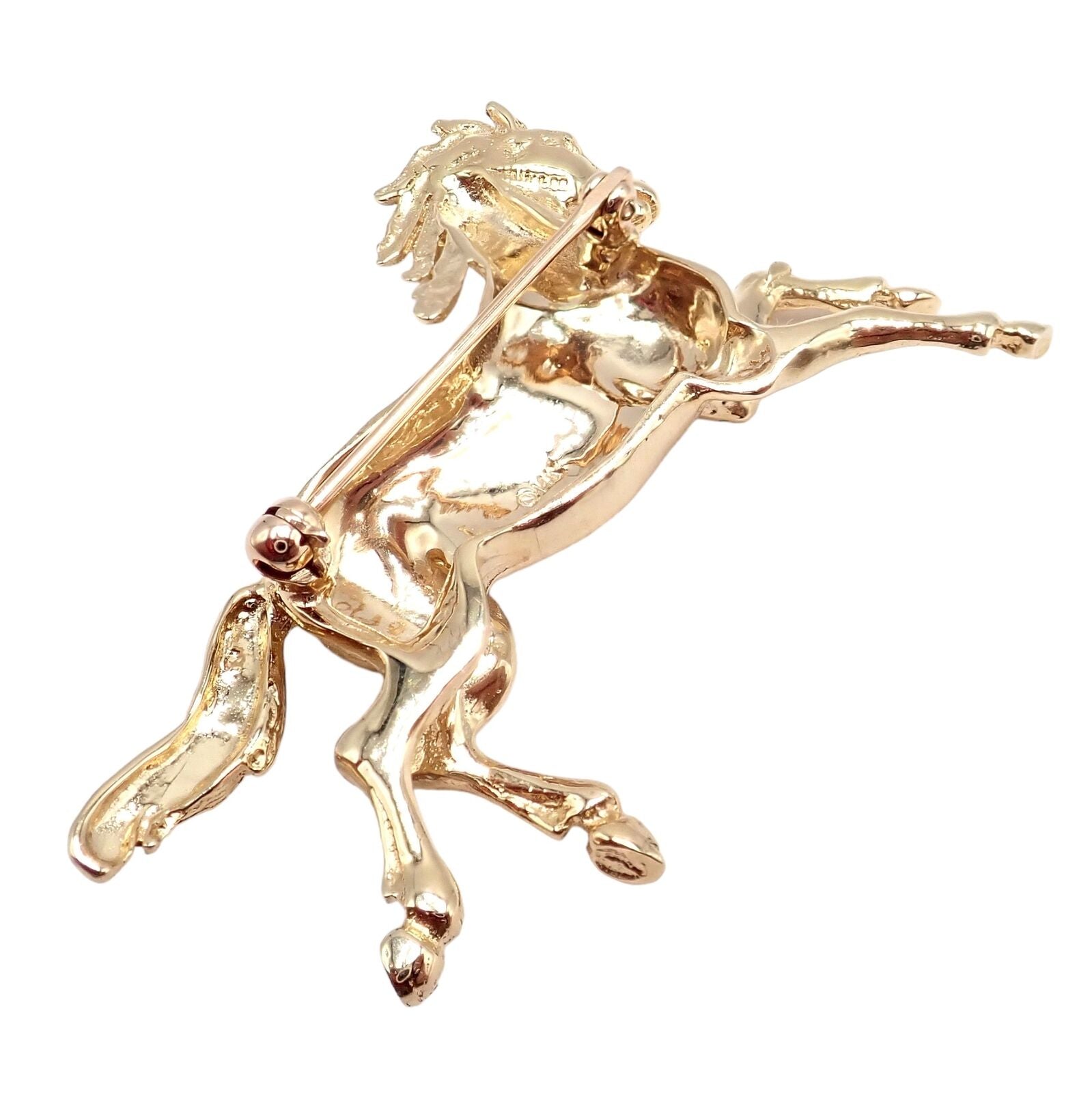 Tiffany & Co. Jewelry & Watches:Fine Jewelry:Brooches & Pins Rare! Tiffany & Co 14k Yellow Gold Horse Running Stallion Ruby Numbered Brooch