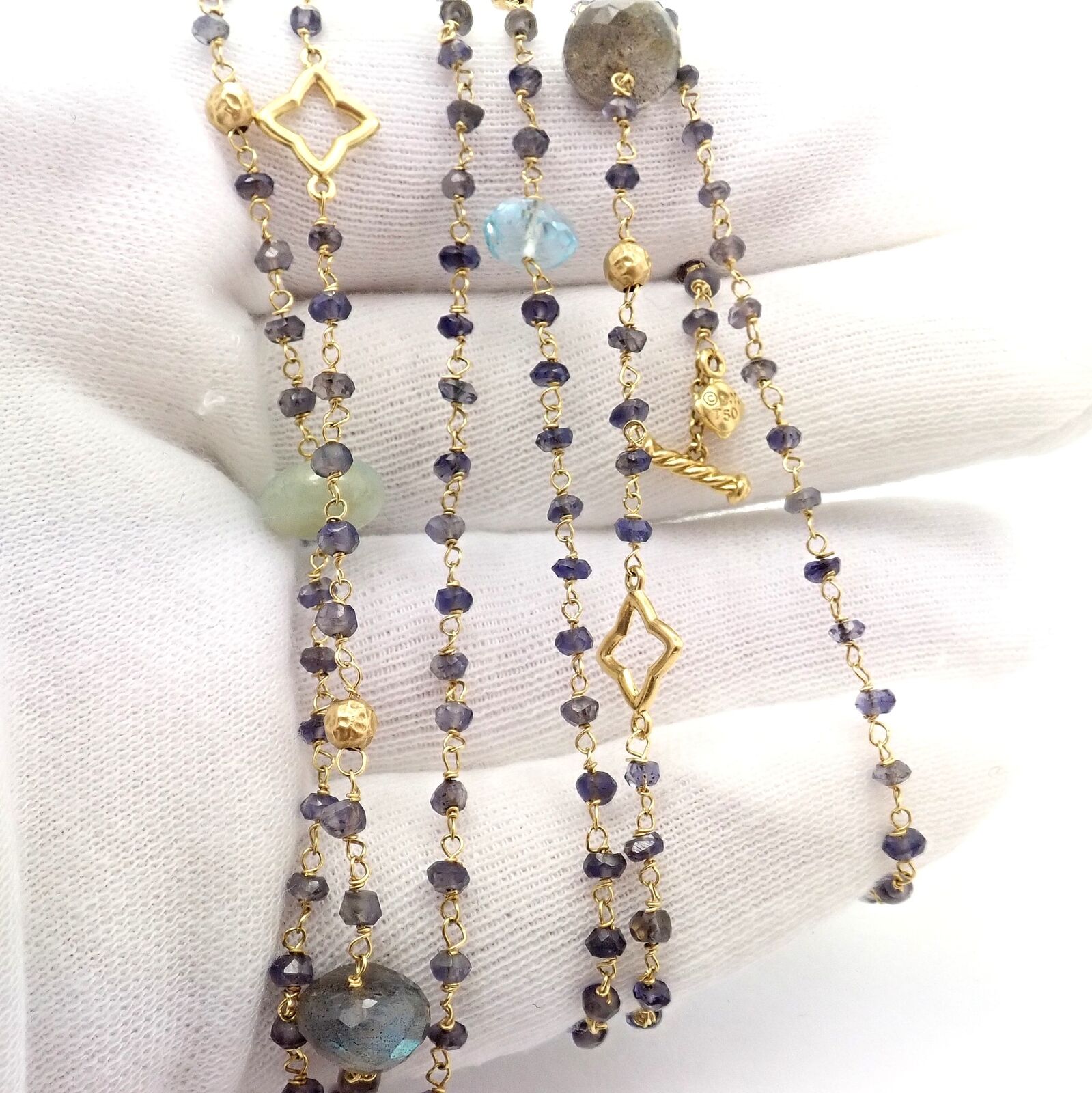 David Yurman Jewelry & Watches:Fine Jewelry:Necklaces & Pendants David Yurman Quatrefoil 18k Yellow Gold 46" Long Chain Bead Toggle Necklace