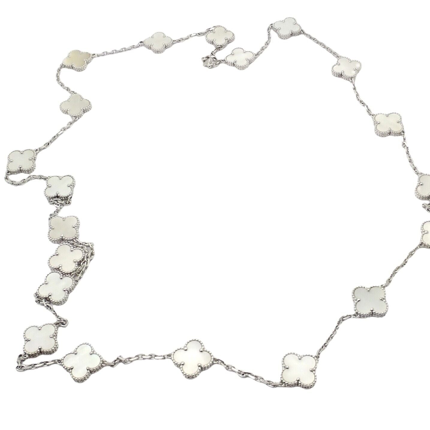 Van Cleef & Arpels Jewelry & Watches:Fine Jewelry:Necklaces & Pendants Van Cleef & Arpels 18k White Gold 20 Motif Mother Of Pearl Alhambra Necklace
