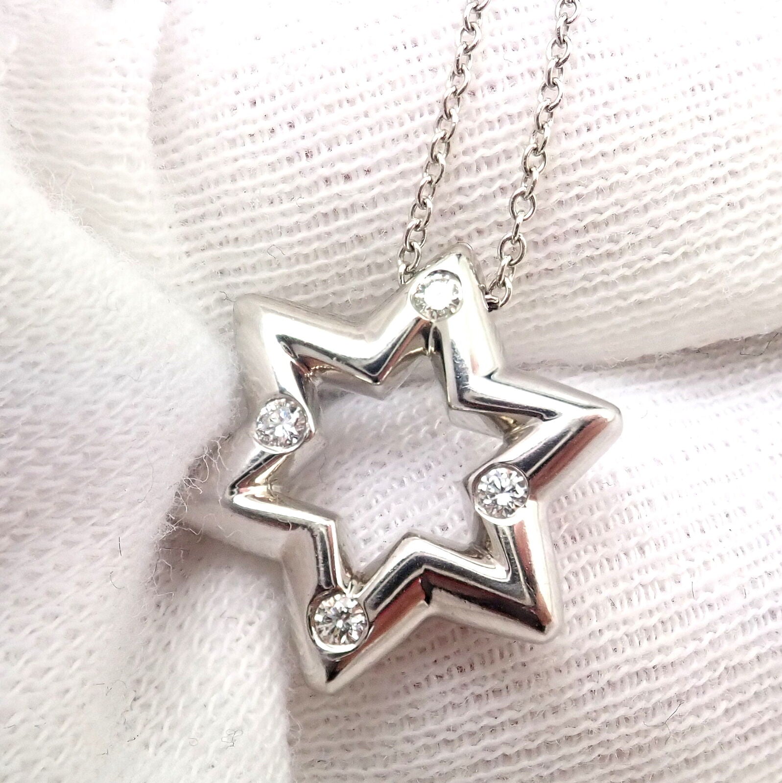 Tiffany diamond star of david necklace Clearance