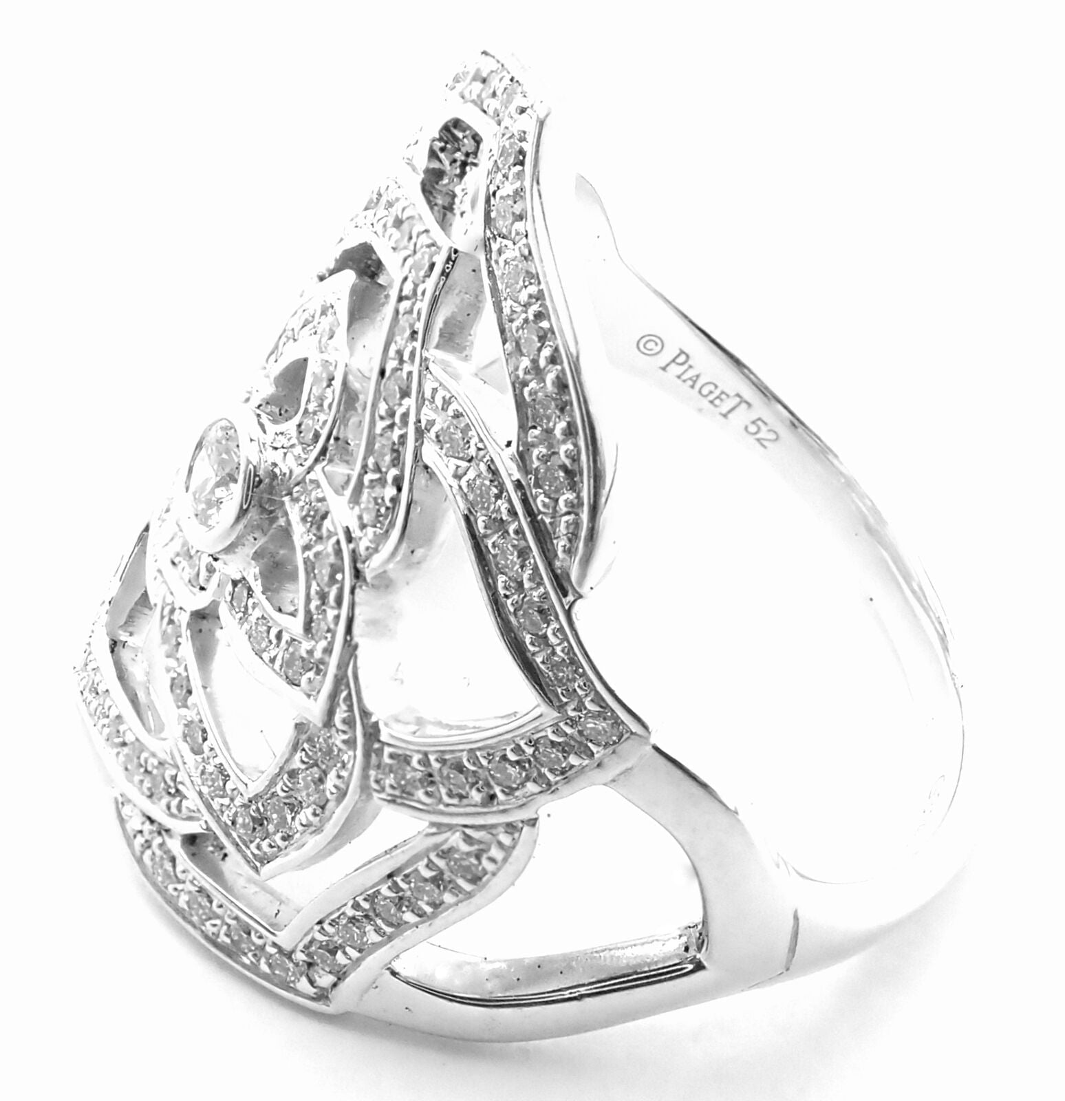 Unbranded Jewelry & Watches:Fine Jewelry:Rings Authentic! Piaget 18k White Gold Diamond Rose Flower Ring