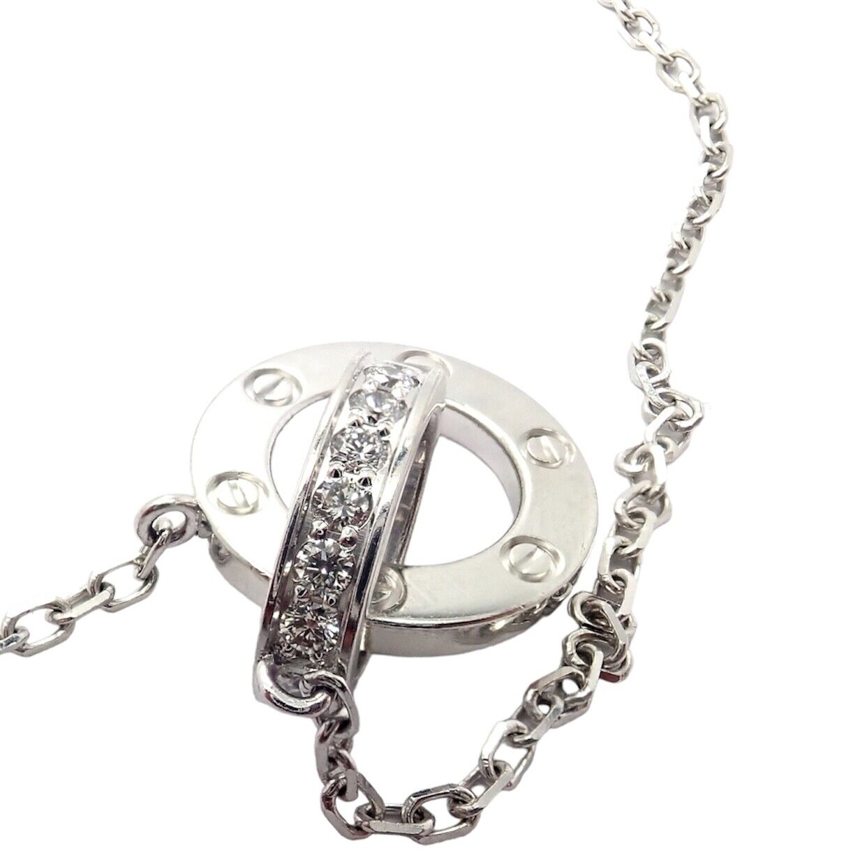 Rare! Authentic Cartier 18k White Gold Diamond Love 8 Station 36