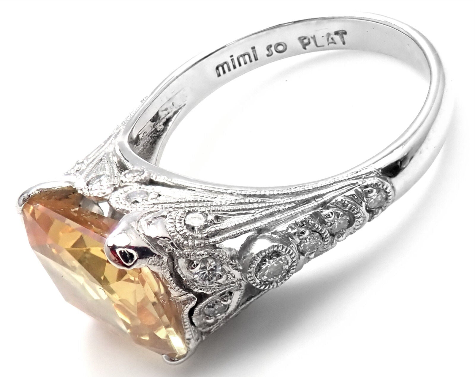 Mimi So Jewelry & Watches:Fine Jewelry:Rings Rare! Authentic Mimi So Platinum Diamond Citrine Ring