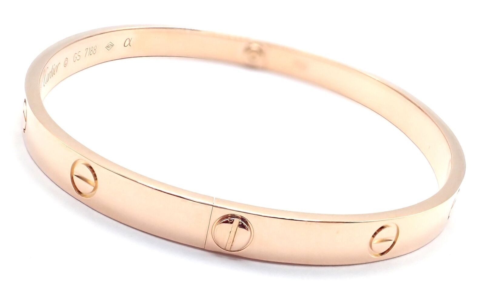 Authentic! Cartier 18k Rose Gold Love Bangle Bracelet Size 21 Paper