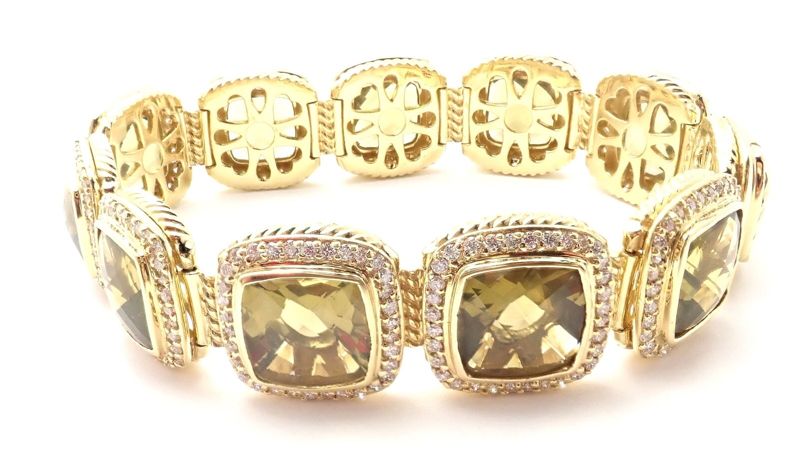 David Yurman Jewelry & Watches:Fine Jewelry:Bracelets & Charms David Yurman Albion 18k Yellow Gold 3.20ct Diamond Citrine Wide Link Bracelet