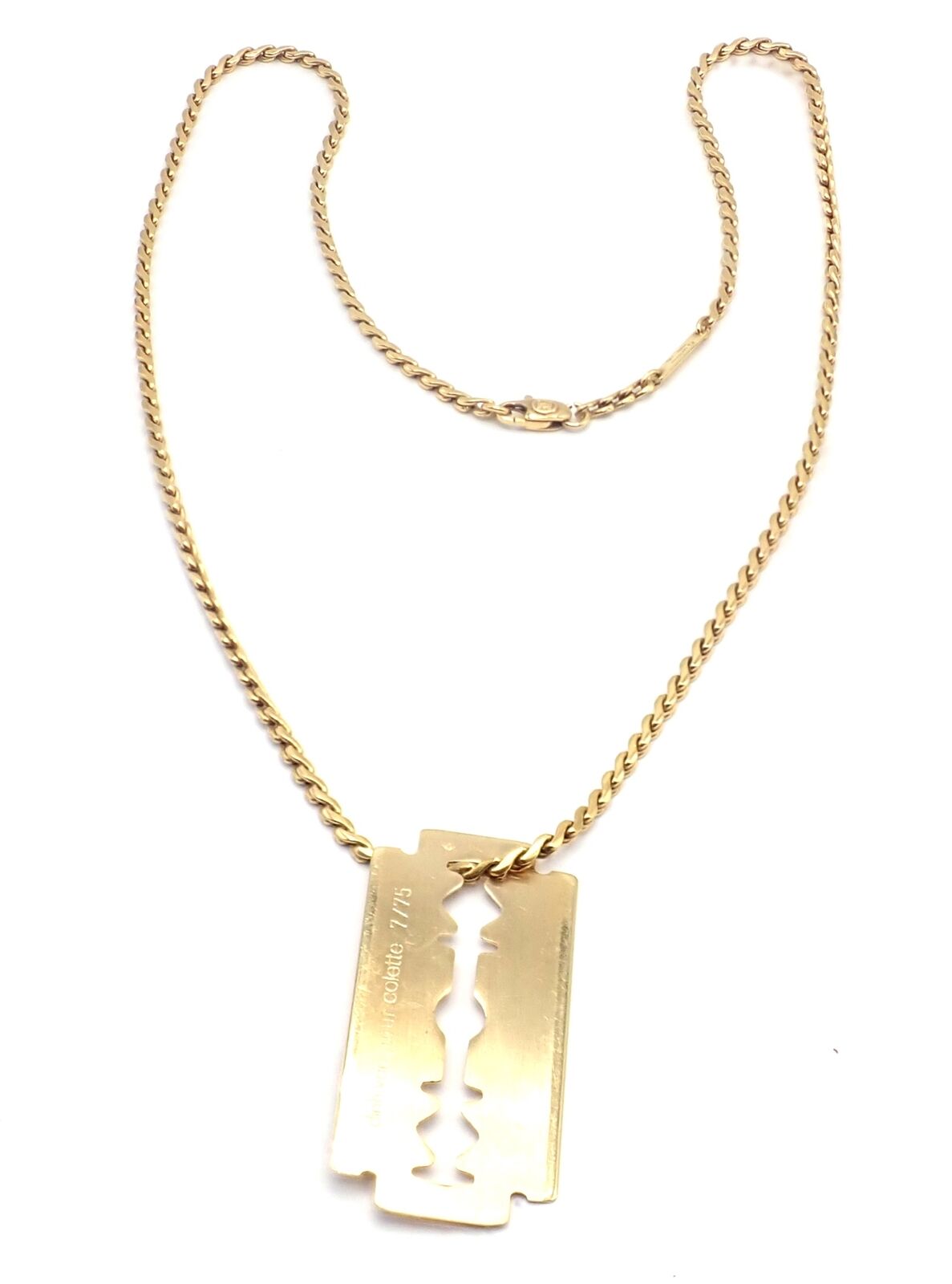 Cartier Dinh Van Jewelry & Watches:Fine Jewelry:Necklaces & Pendants Vintage Dinh Van Cartier 18k Yellow Gold Razor Blade Pendant Chain Necklace