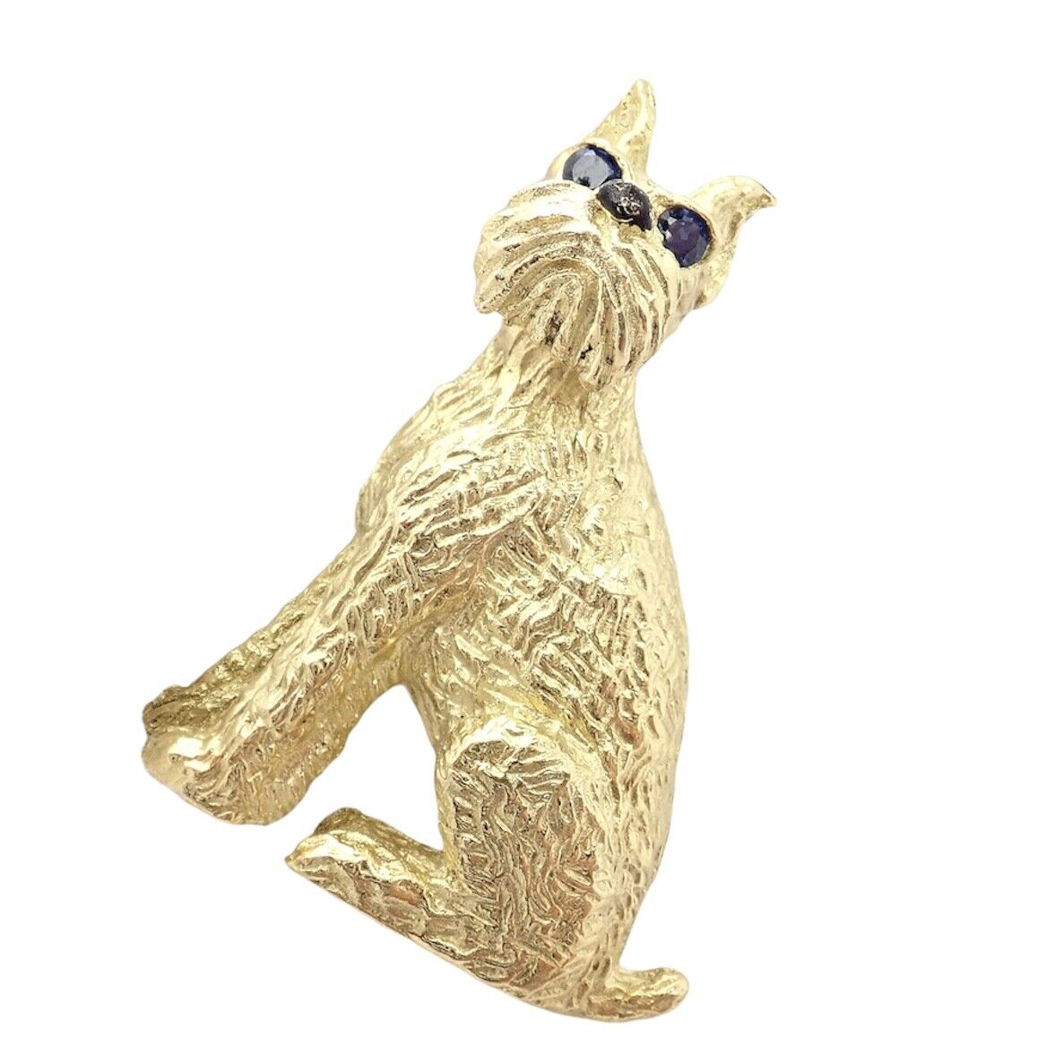 Tiffany & Co. Jewelry & Watches:Fine Jewelry:Brooches & Pins Rare! Vintage Tiffany & Co 18k Yellow Gold Sapphire Dog Schnauzer Brooch Pin
