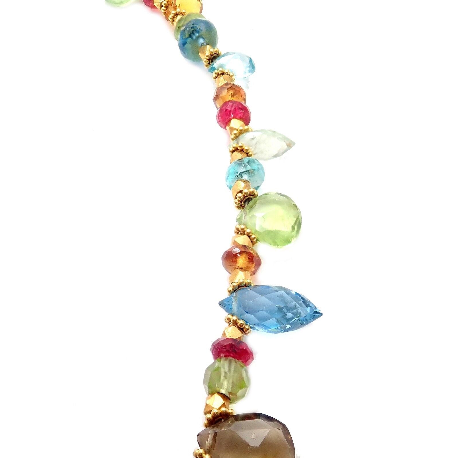 Laura Gibson Jewelry & Watches:Fine Jewelry:Necklaces & Pendants Laura Gibson 22k Yellow Gold Citrine Blue Topaz Pink Tourmaline Peridot Necklace