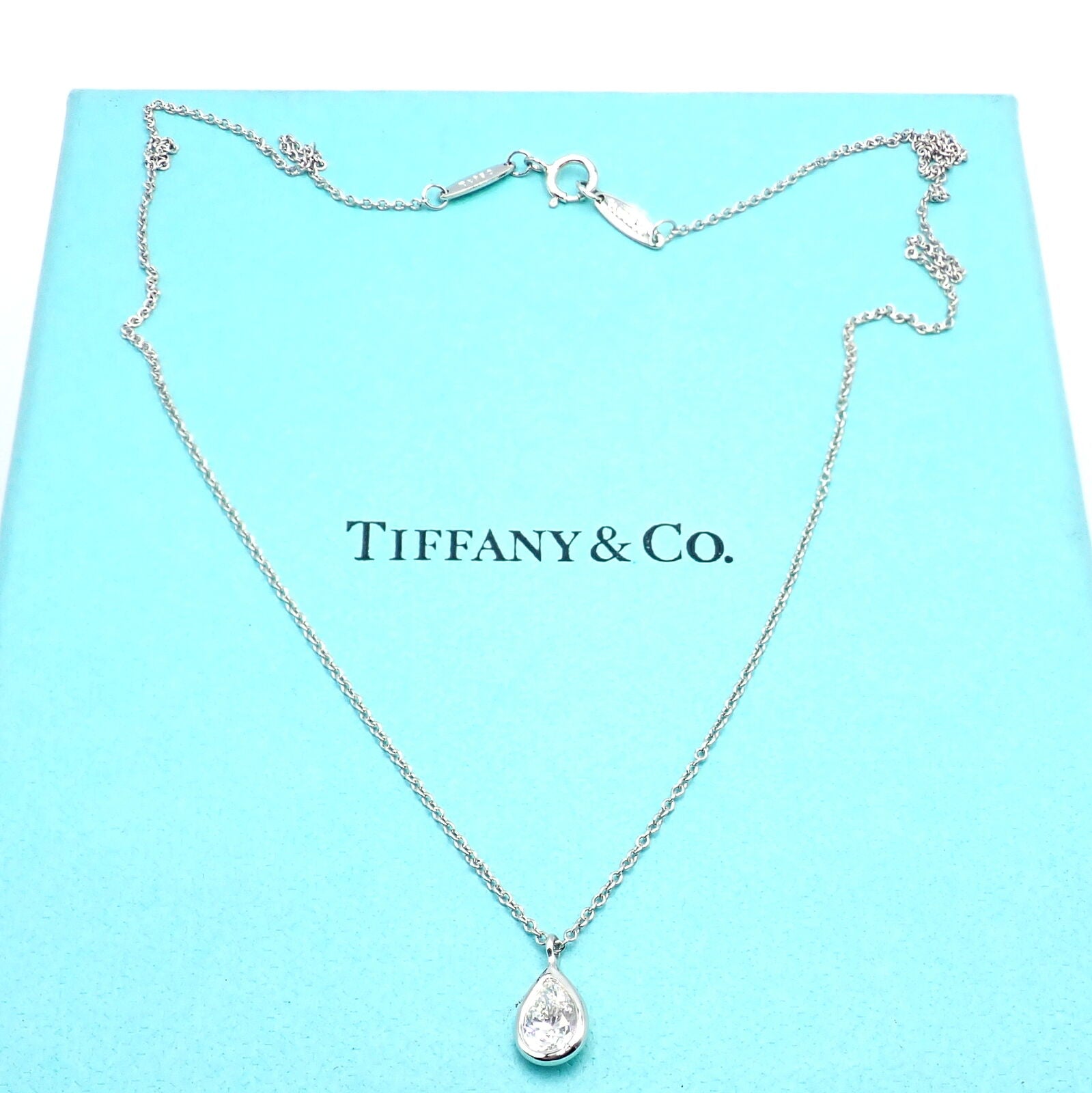 Tiffany & Co. Jewelry & Watches:Fine Jewelry:Necklaces & Pendants Authentic! Tiffany & Co Peretti Platinum Diamond Pear 0.50ct Pendant Necklace