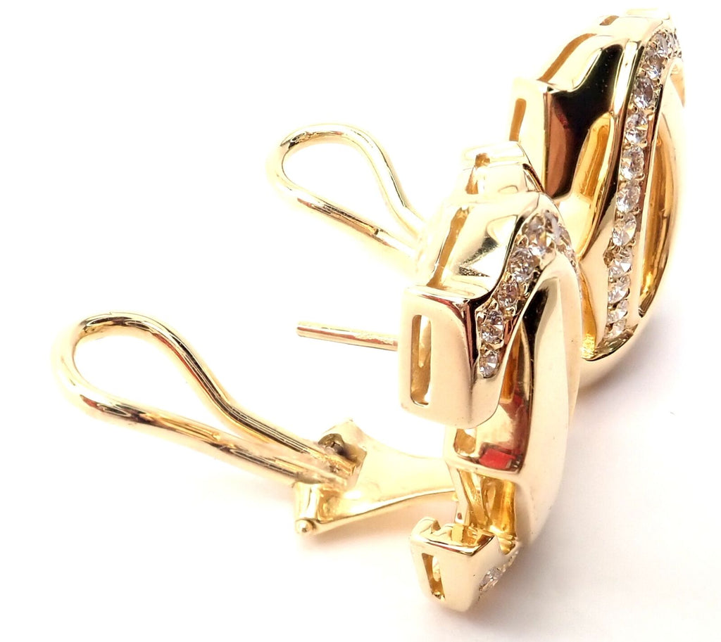 Authentic! Cartier Penelope Double C 18k Yellow Gold Diamond Large Ear