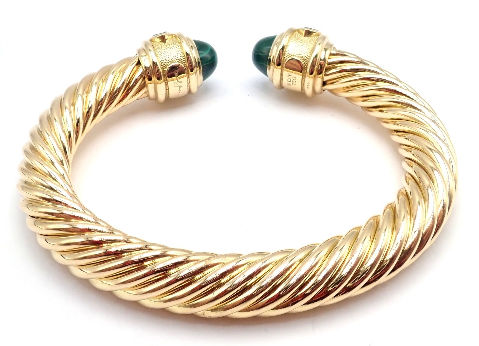 David Yurman Jewelry & Watches:Fine Jewelry:Bracelets & Charms Authentic David Yurman Renaissance 18k Yellow Gold Malachite Cable Cuff Bracelet