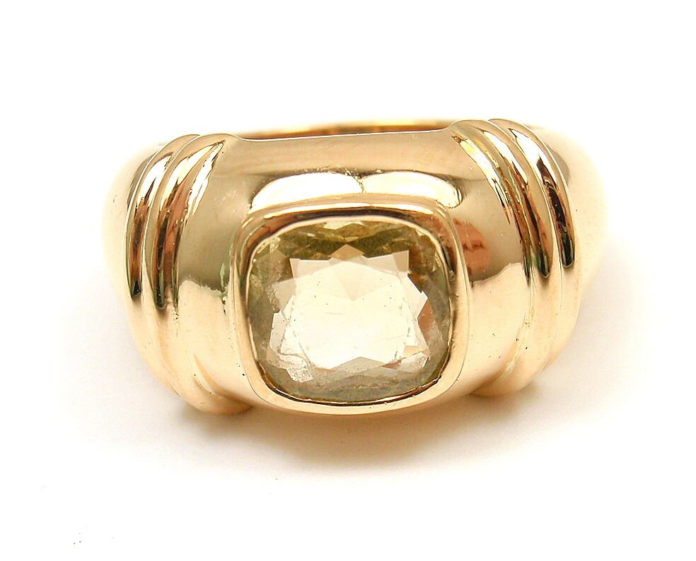 Poiray Jewelry & Watches:Fine Jewelry:Rings AUTHENTIC POIRAY 18K YELLOW GOLD LEMON GREEN QUARTZ RING, SIZE 6.5