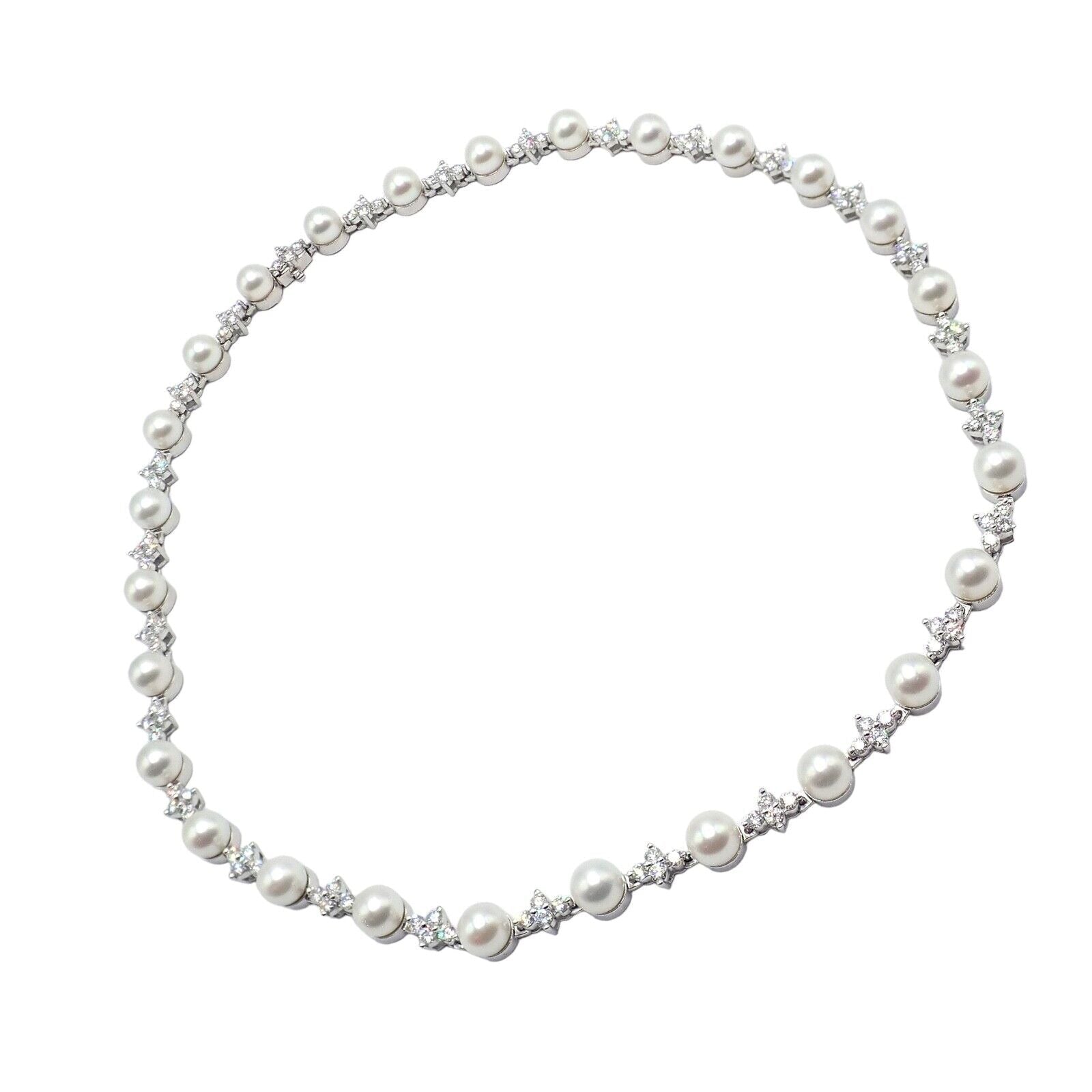 Tiffany & Co. Jewelry & Watches:Fine Jewelry:Necklaces & Pendants Authentic! Tiffany & Co Platinum Diamond 6.5mm Pearl Necklace