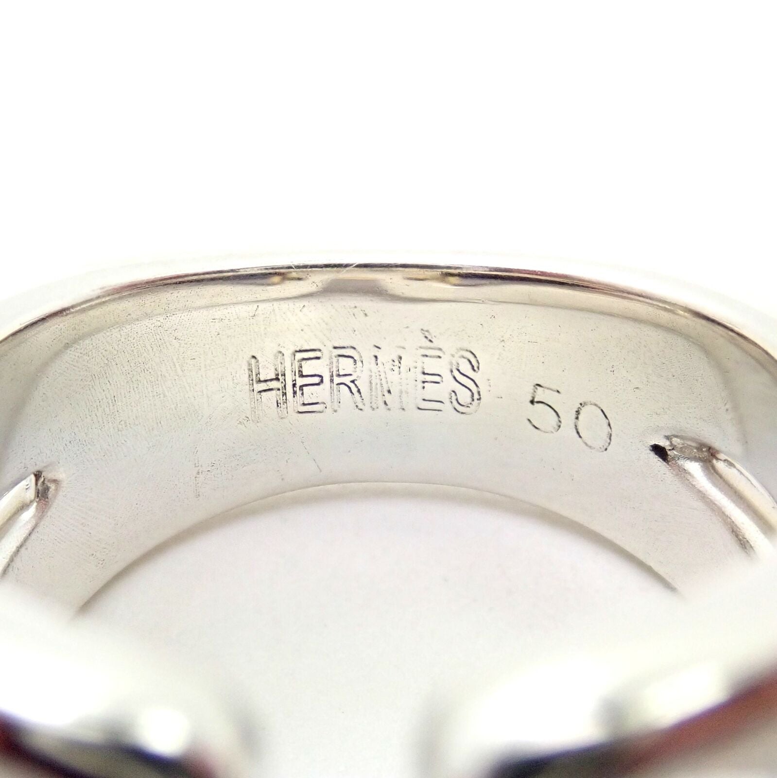 Authentic! Hermes Sterling Silver 18k Yellow Gold Large H Band