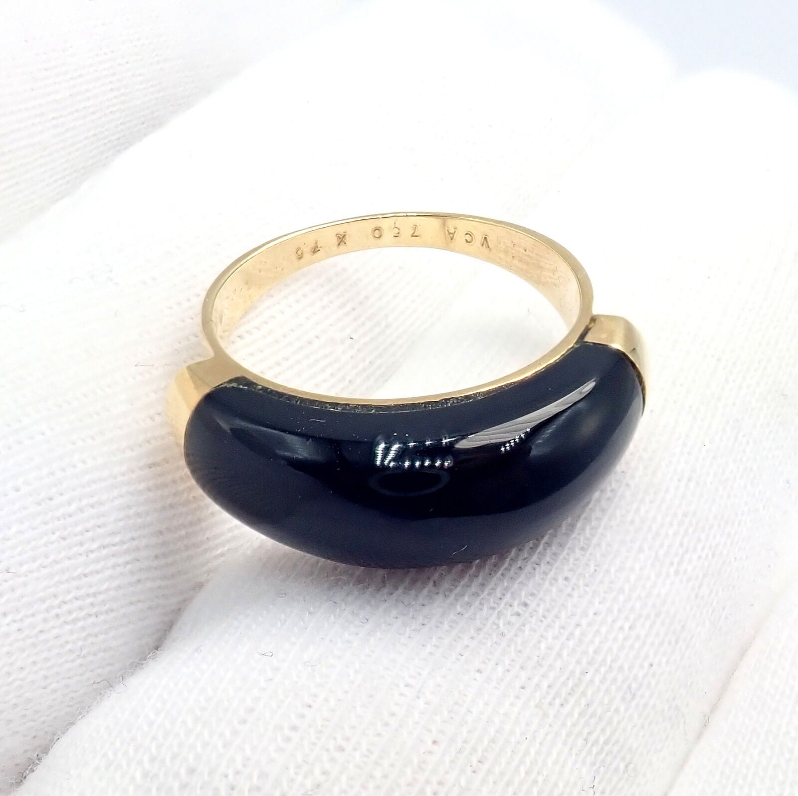 Van Cleef & Arpels Jewelry & Watches:Fine Jewelry:Rings Rare! Authentic Vintage Van Cleef & Arpels 18k Yellow Gold Black Onyx Band Ring