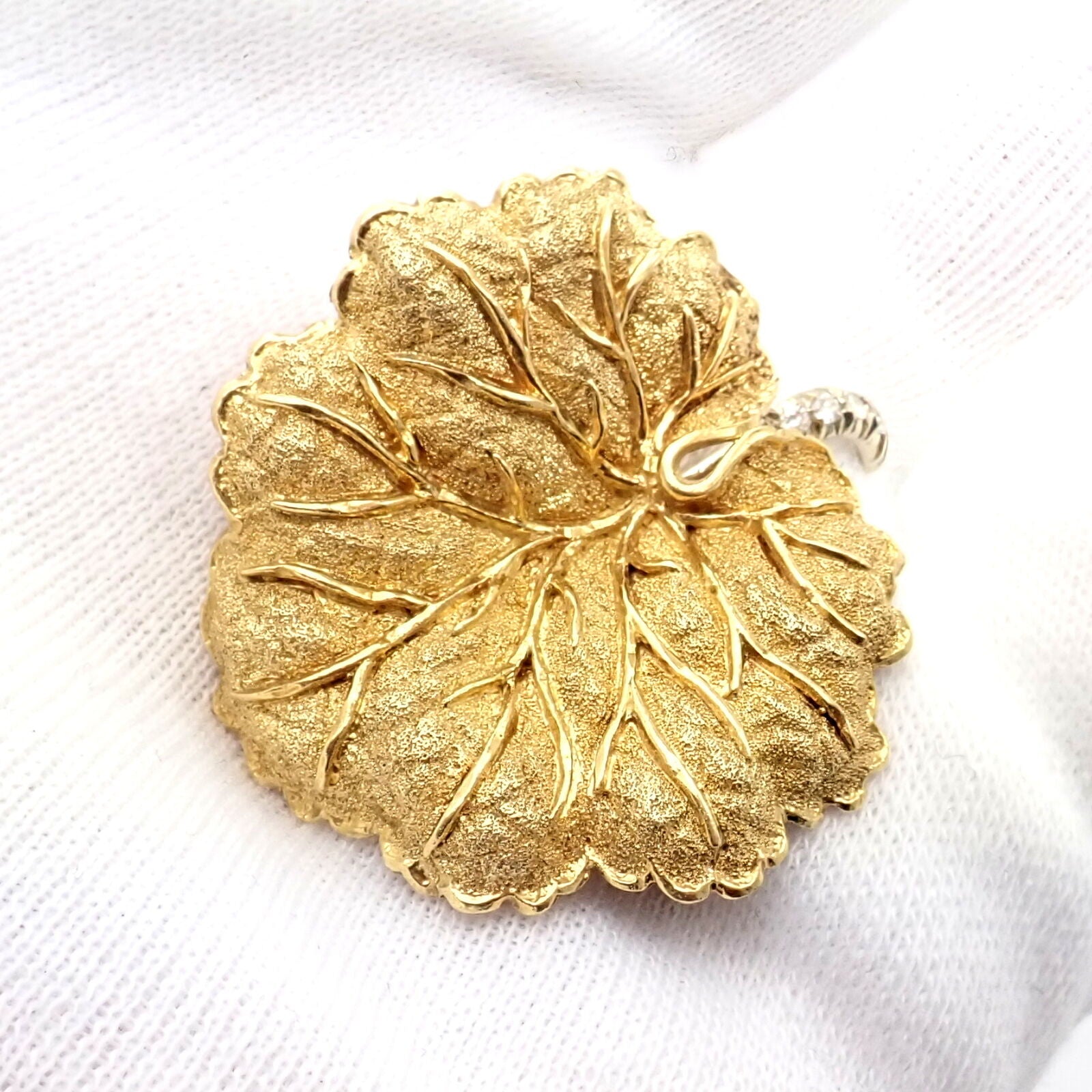 Tiffany & Co. Jewelry & Watches:Fine Jewelry:Brooches & Pins Rare! Vintage Authentic Tiffany & Co 18k Yellow Gold Diamond Leaf Brooch