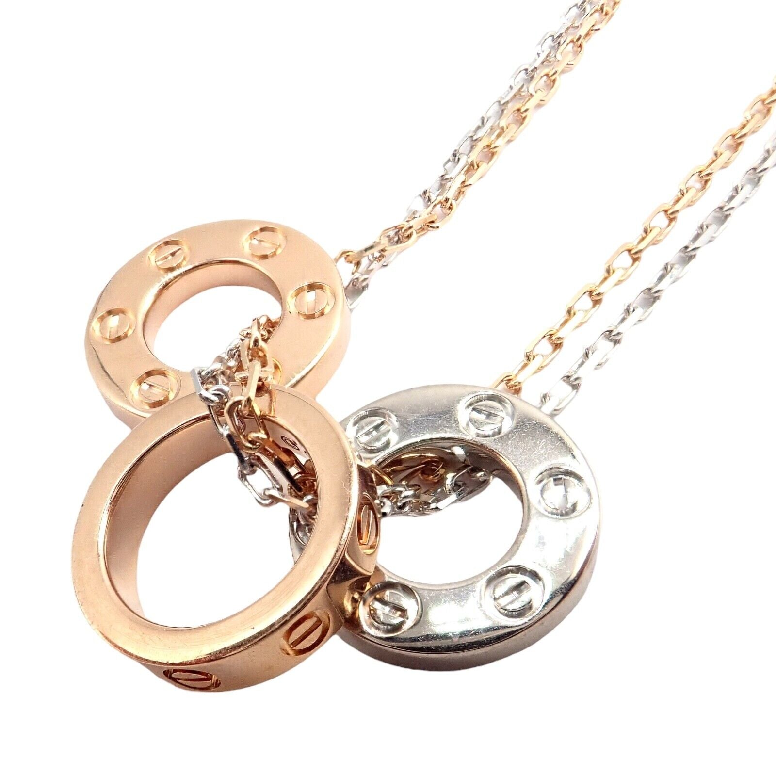 Cartier Love 6 Diamond Two Tone 18K Gold 3 Circular Charm Necklace Cartier  | TLC