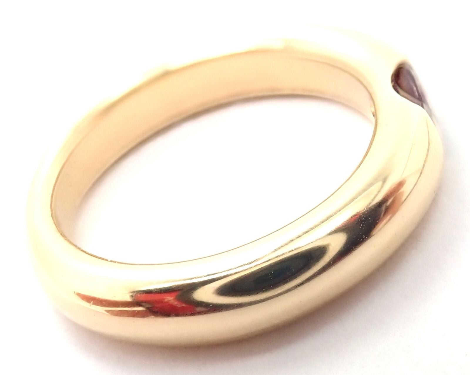 Cartier Jewelry & Watches:Fine Jewelry:Rings Authentic! Cartier 18k Yellow Gold Ruby Ellipse Band Ring Size 53 US 6 1/4