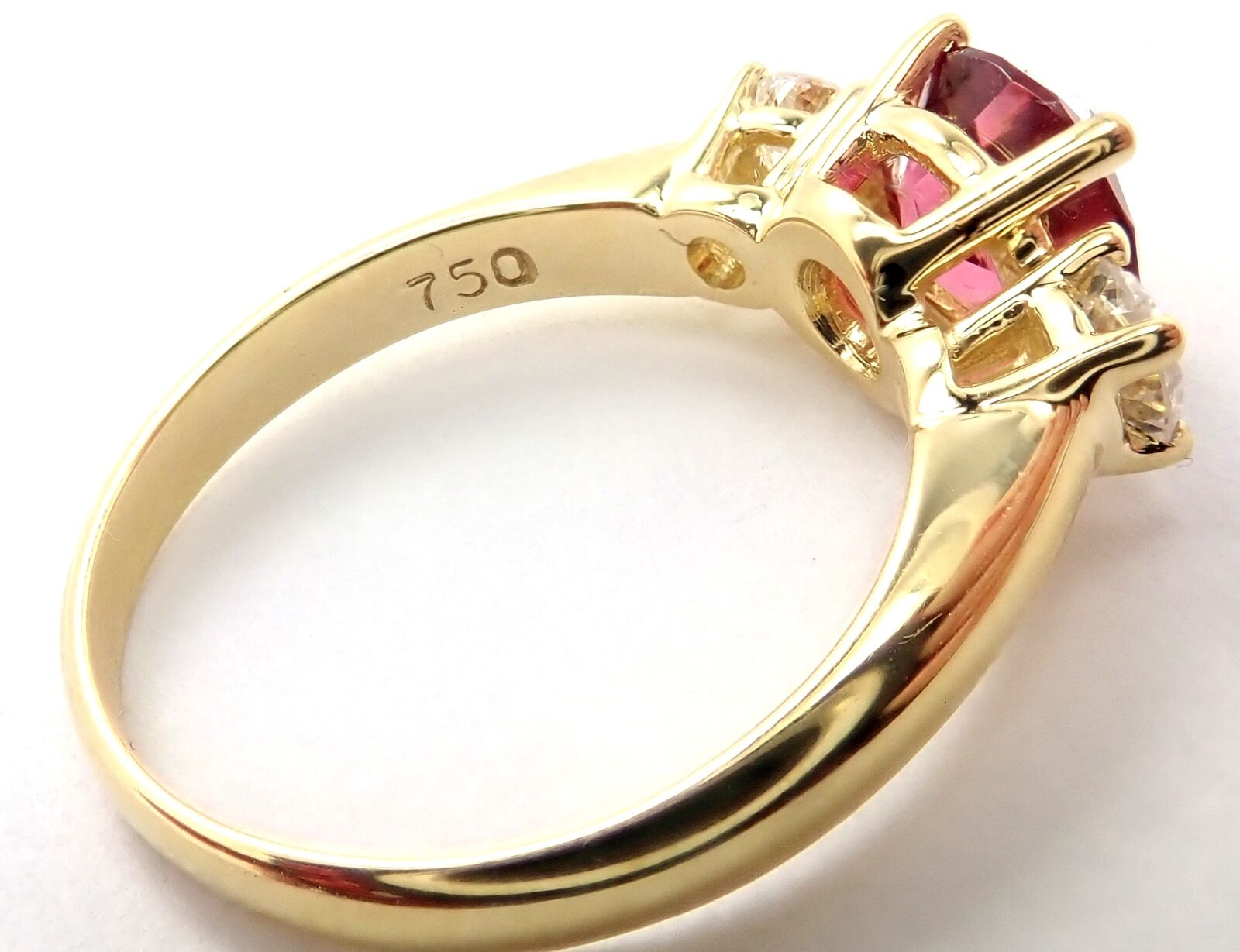 Tiffany & Co. Jewelry & Watches:Fine Jewelry:Rings Authentic! Tiffany & Co 18k Yellow Gold Three Stone Diamond Tourmaline Band Ring
