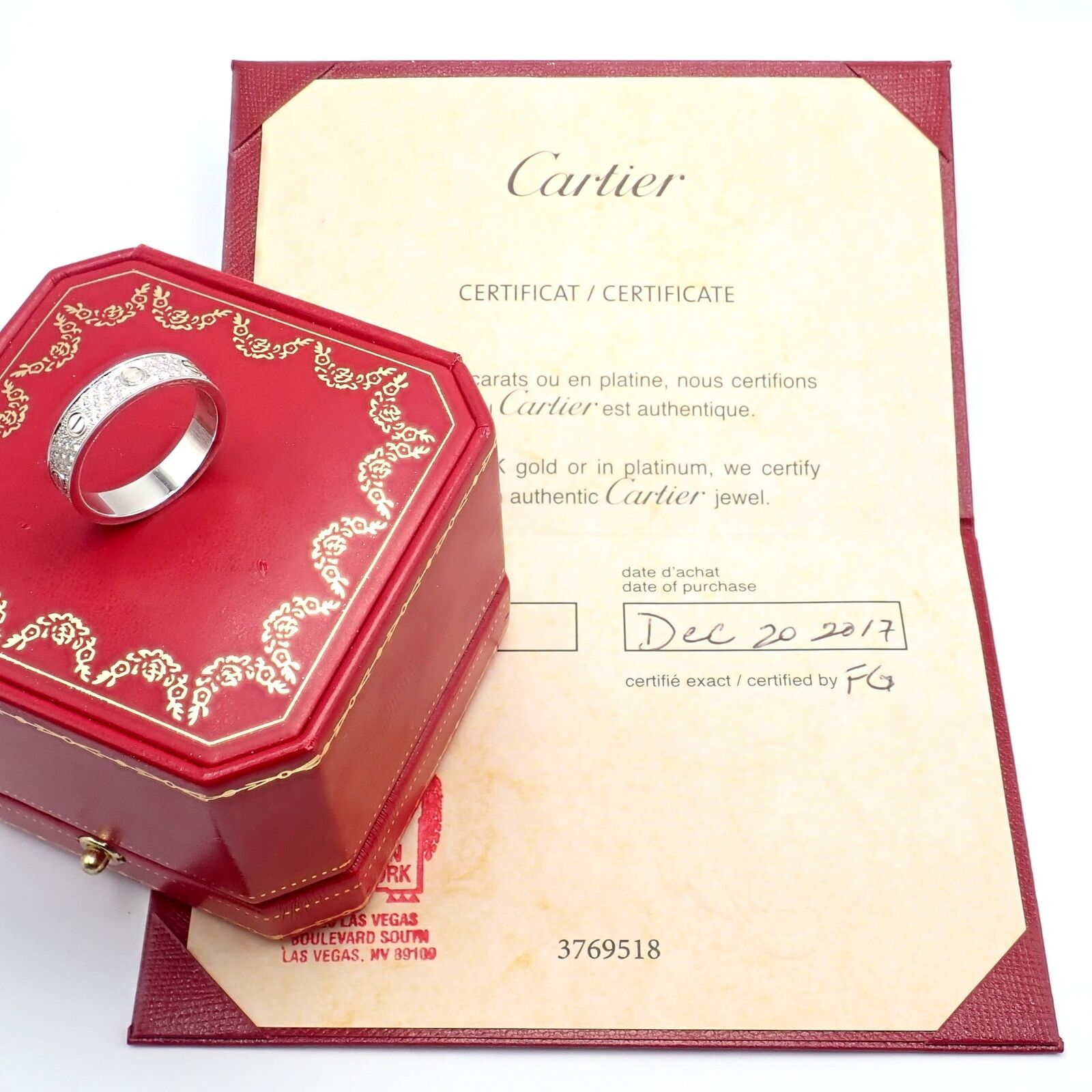 Cartier Jewelry & Watches:Fine Jewelry:Rings Authentic! Cartier Love 18k White Gold Diamond Paved Ring sz 8 57