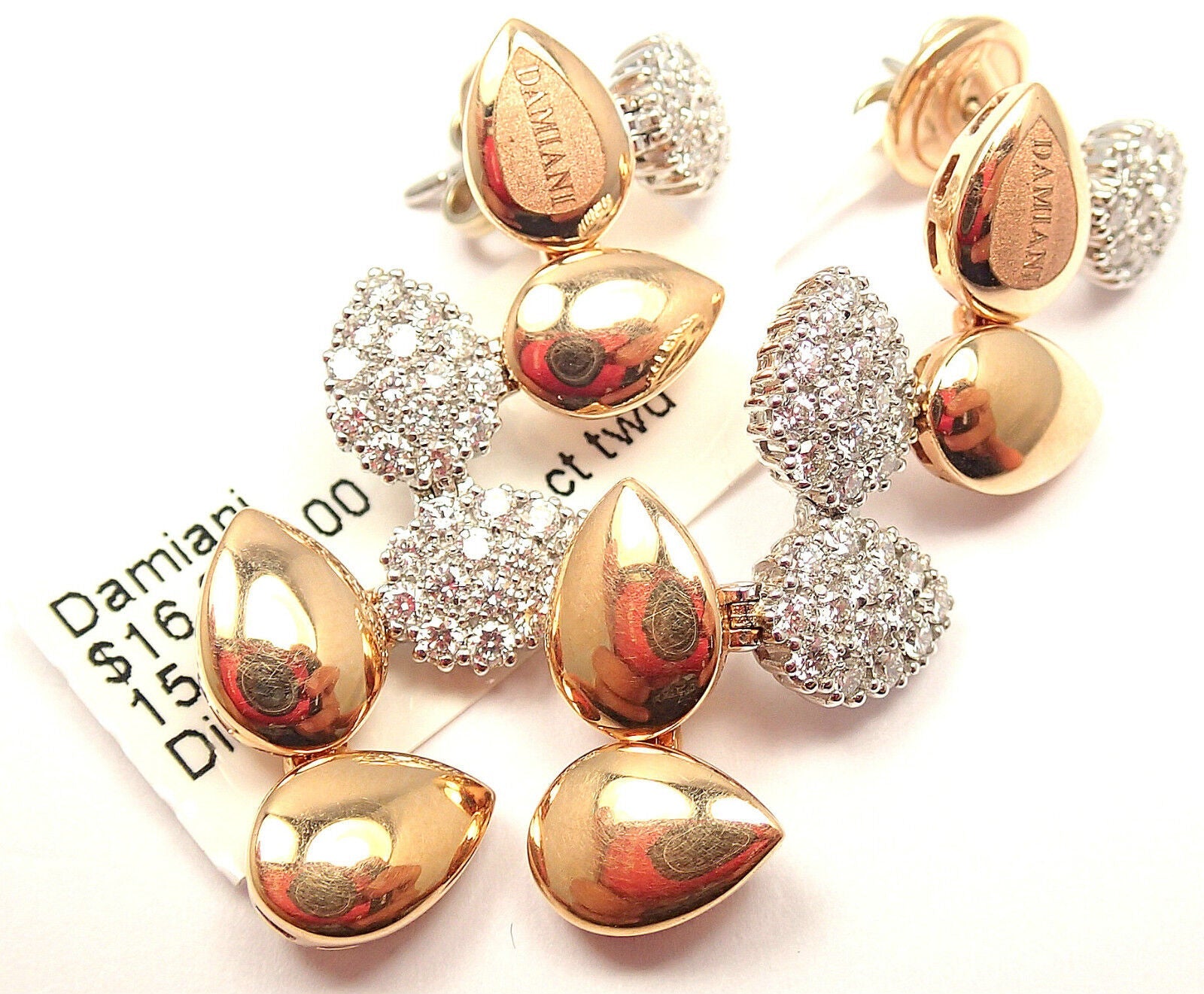 Damiani Jewelry & Watches:Fine Jewelry:Earrings New! Authentic Damiani Antera Yellow/White Gold Diamond Earrings
