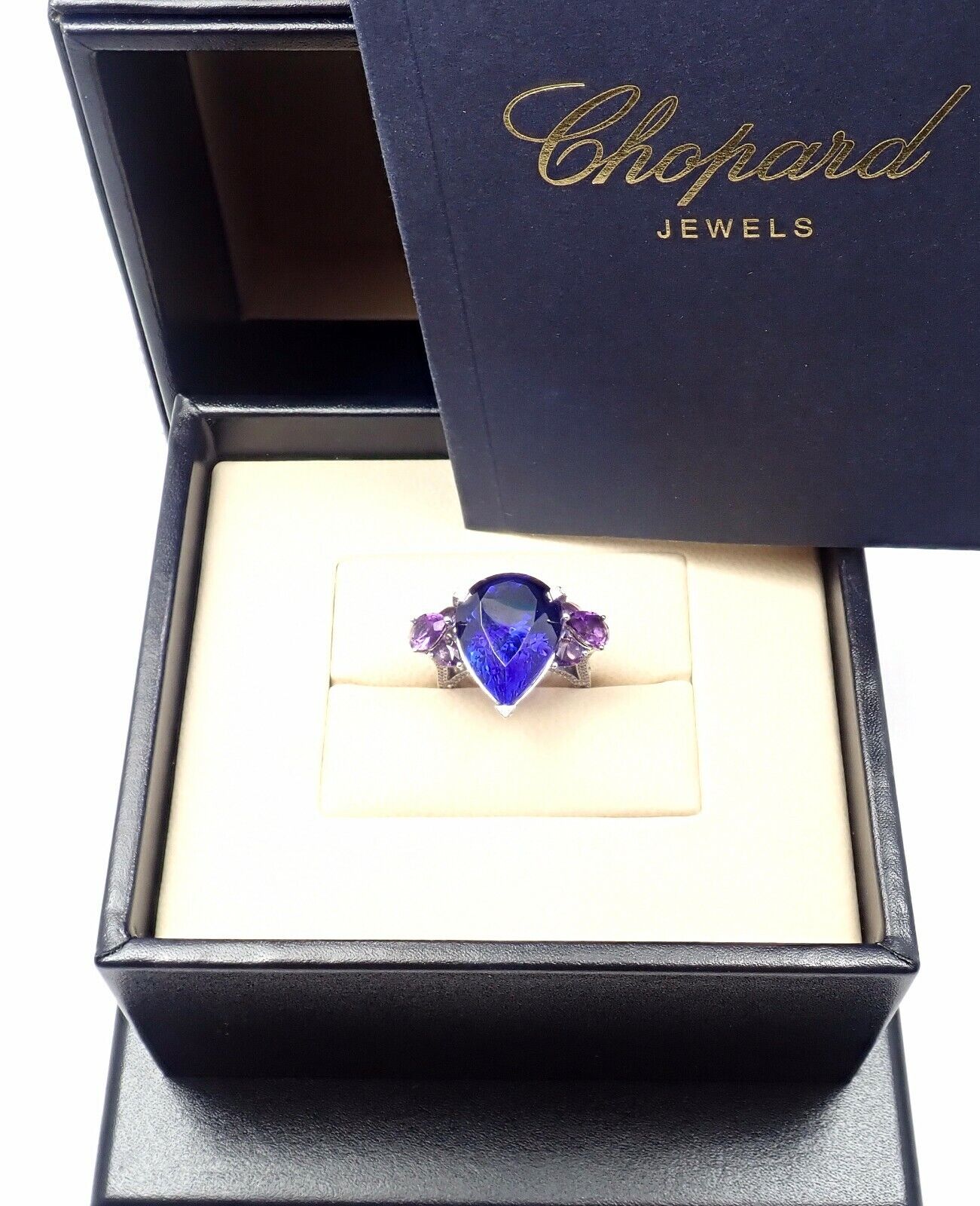 Chopard Jewelry & Watches:Fine Jewelry:Rings Rare! Chopard High Jewelry 18k Gold Diamond Tanzanite Amethyst Ring Box Cert