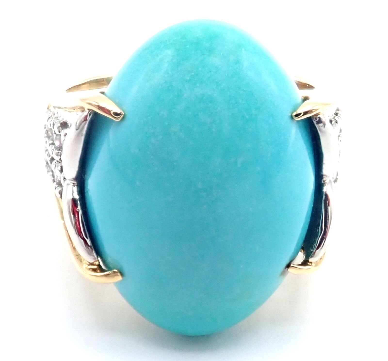 Christian Dior Jewelry & Watches:Fine Jewelry:Rings Authentic! Christian Dior 18k Yellow Gold Platinum Diamond Large Turquoise Ring