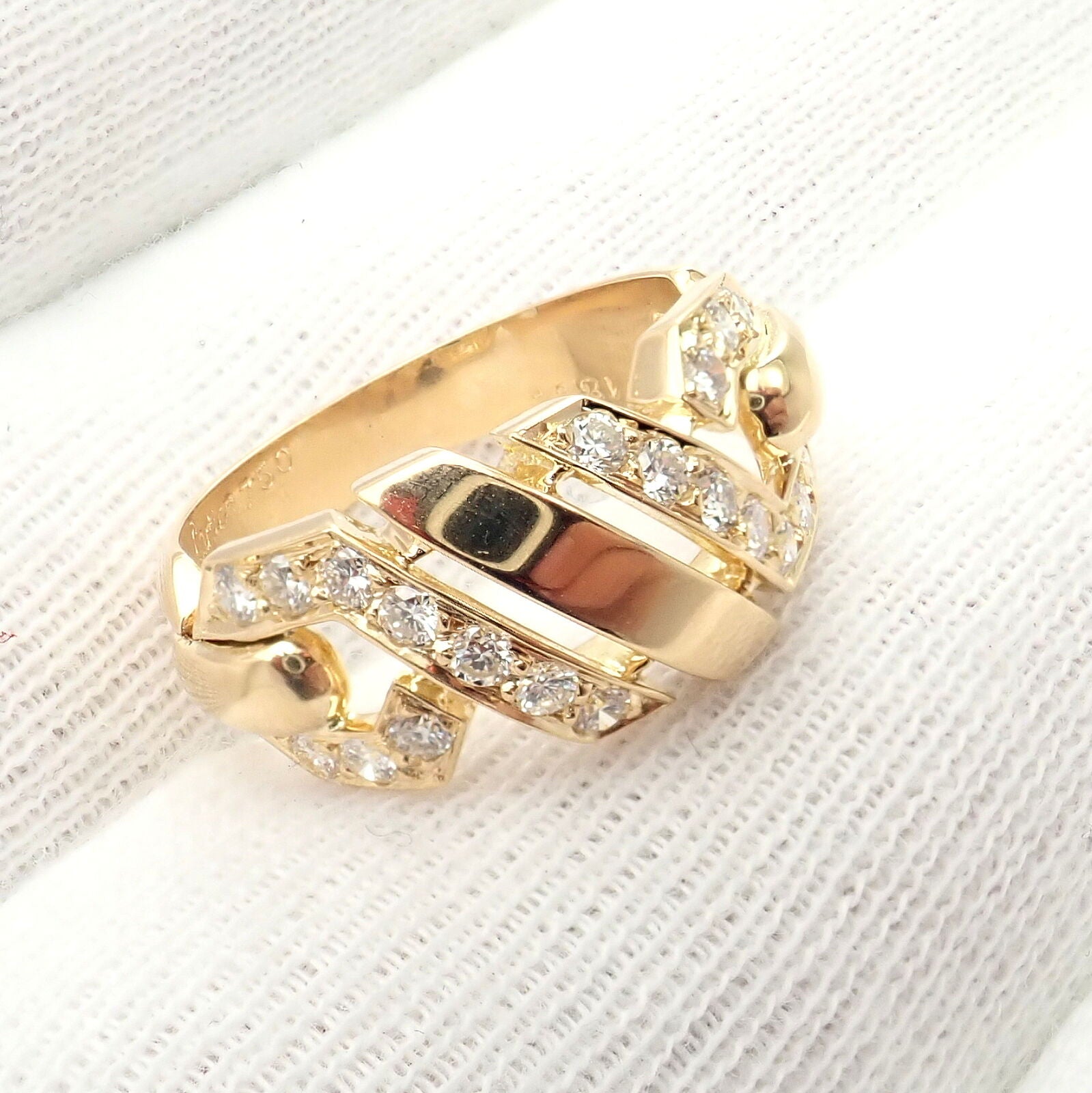 Cartier Jewelry & Watches:Fine Jewelry:Rings Authentic! Cartier Vintage Fox Trot 18k Yellow Gold Diamond Ring sz 6.5 1980's