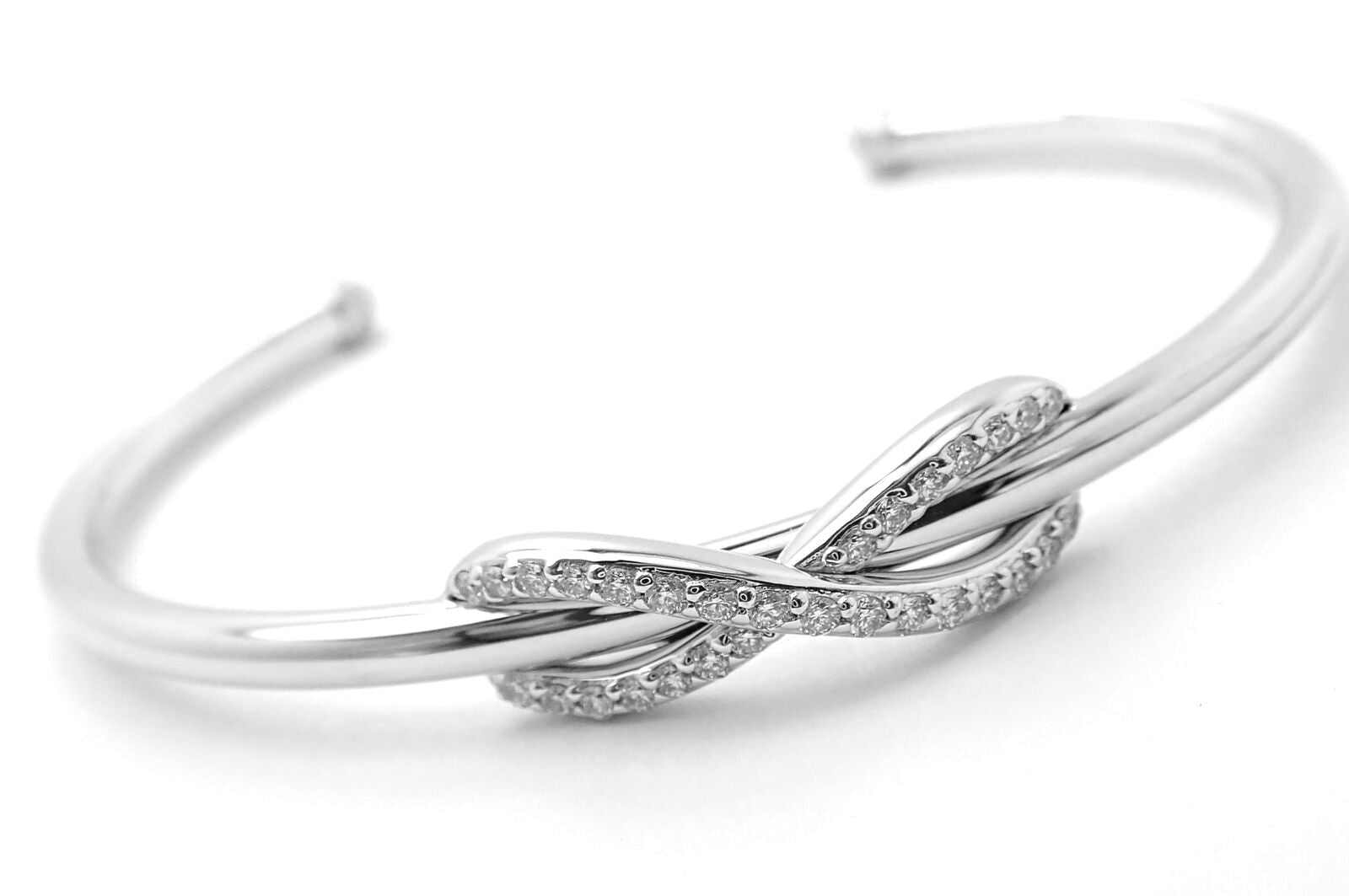 Tiffany & Co. Jewelry & Watches:Fine Jewelry:Bracelets & Charms Authentic! Tiffany & Co 18k White Gold Diamond Infinity Cuff Bangle Bracelet