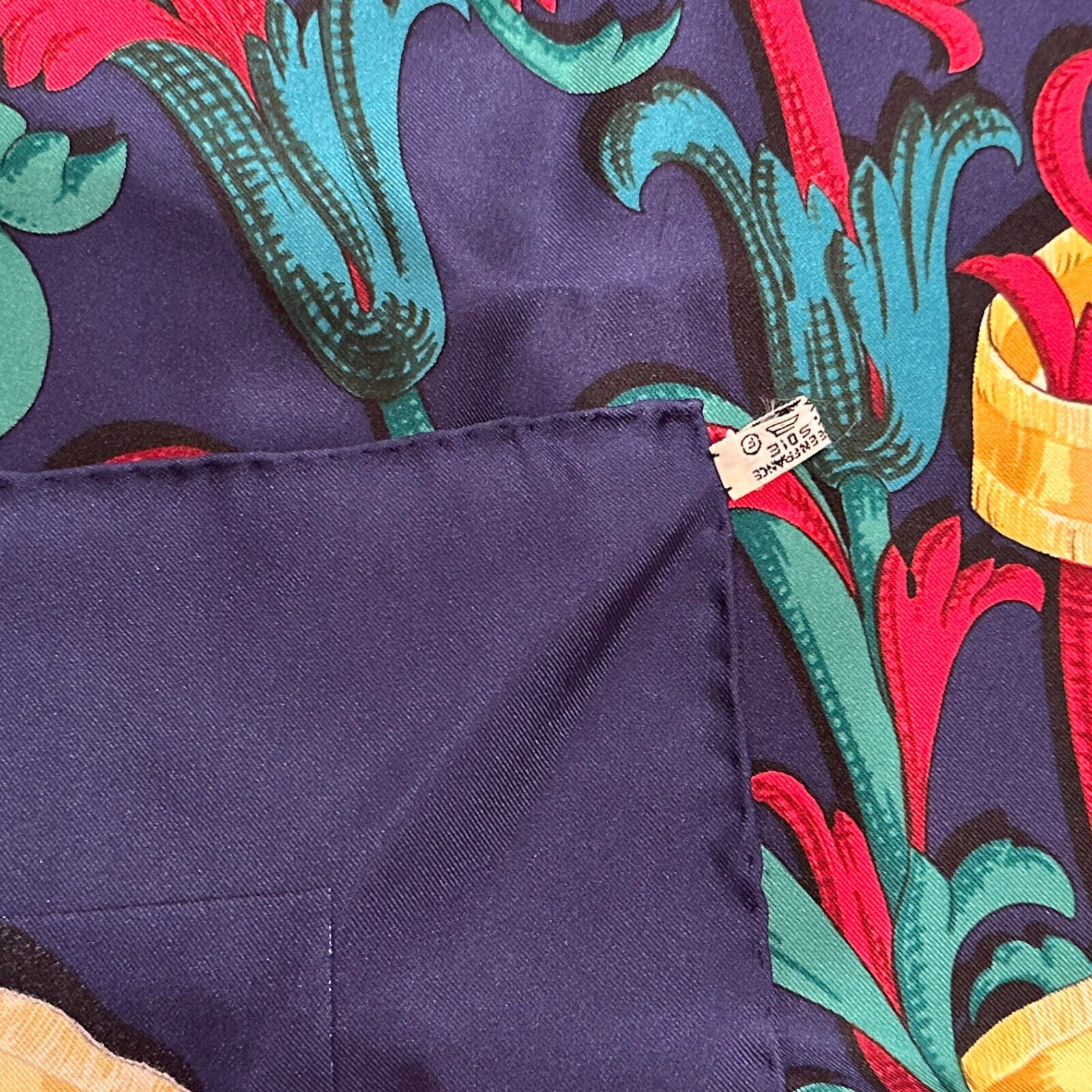 Hermes Clothing, Shoes & Accessories:Women:Women's Accessories:Scarves & Wraps Hermes Carre Le Mors A La Conetable Vintage 90cm Navy Blue Silk Scarf