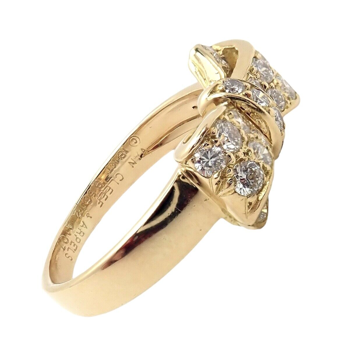 Van Cleef & Arpels Jewelry & Watches:Fine Jewelry:Rings Vintage! Authentic Van Cleef & Arpels 18k Yellow Gold Diamond Bow Band Ring