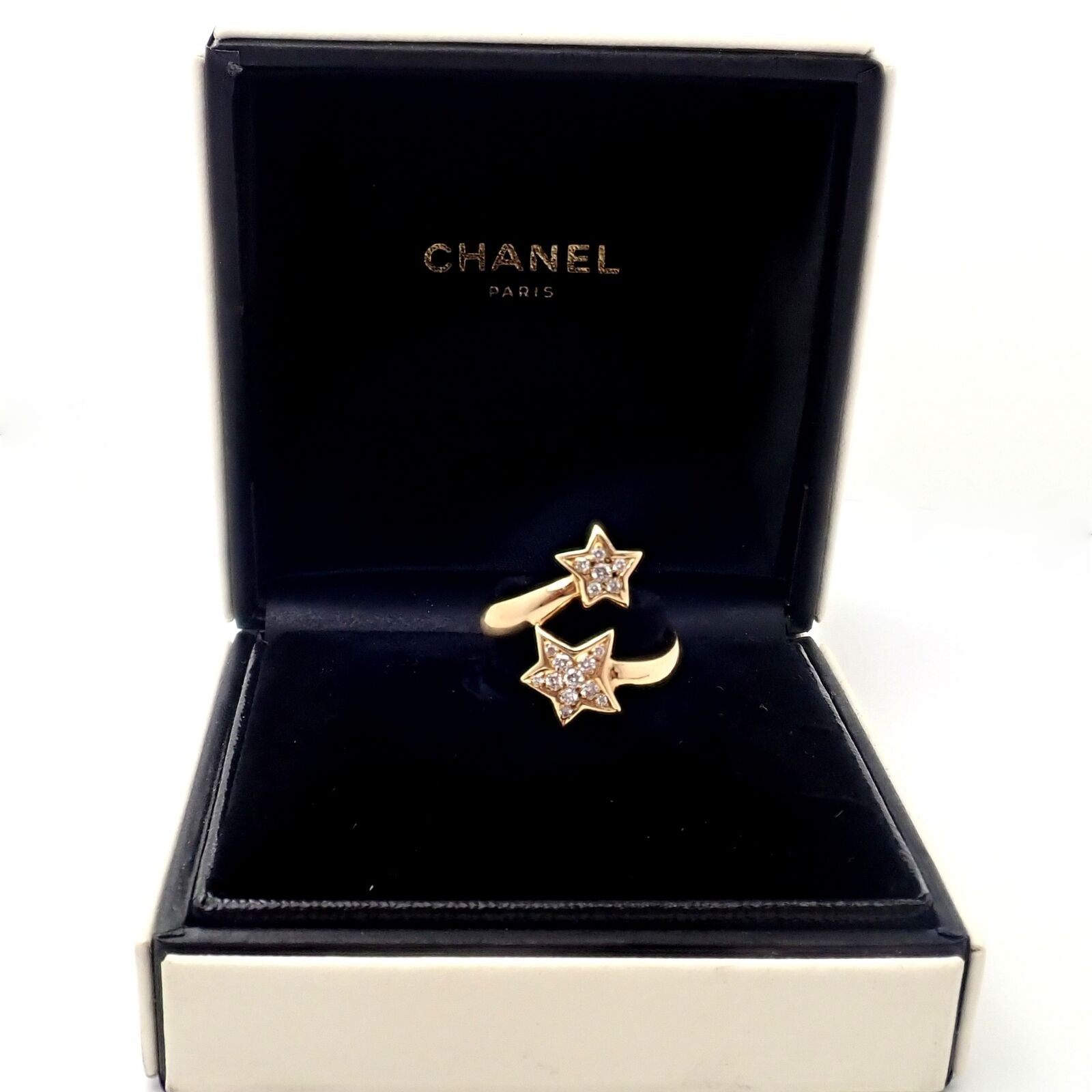 CHANEL Ring Gold Plated Metal Four Leaf Clover 03P EU 53  US 65 Authentic   eBay