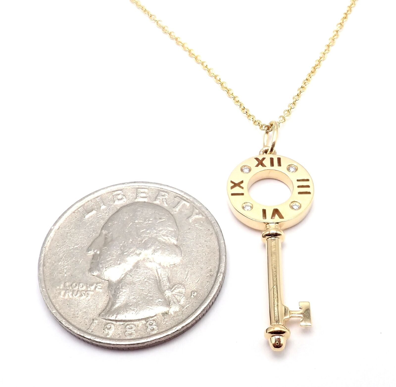 Tiffany & Co. Jewelry & Watches:Fine Jewelry:Necklaces & Pendants Authentic! Tiffany & Co 18k Yellow Gold Atlas Diamond Key Pendant Necklace