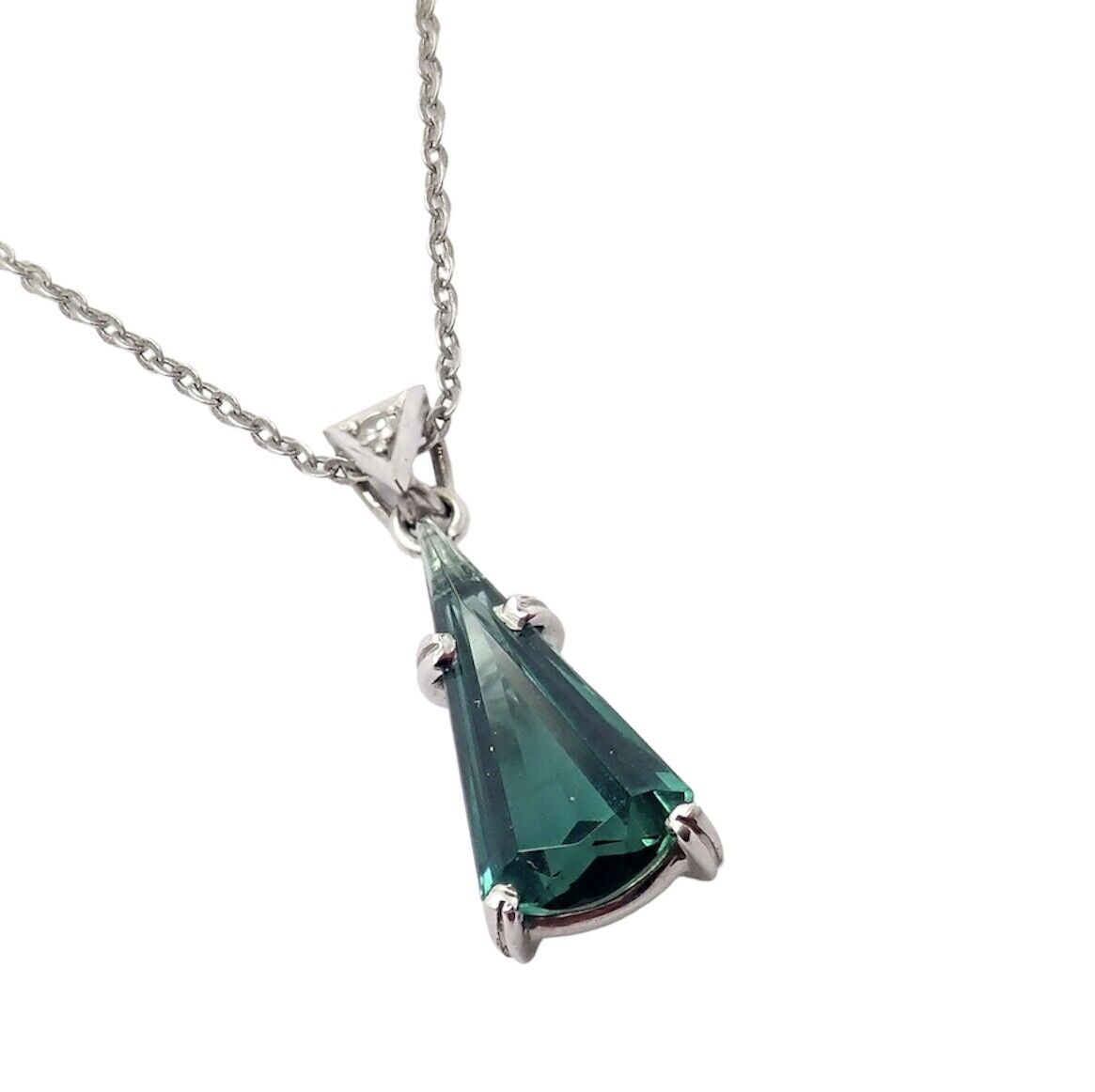 H. Stern Jewelry & Watches:Fine Jewelry:Necklaces & Pendants Rare! Authentic H. Stern 18k White Gold Diamond Blue Green Tourmaline Necklace