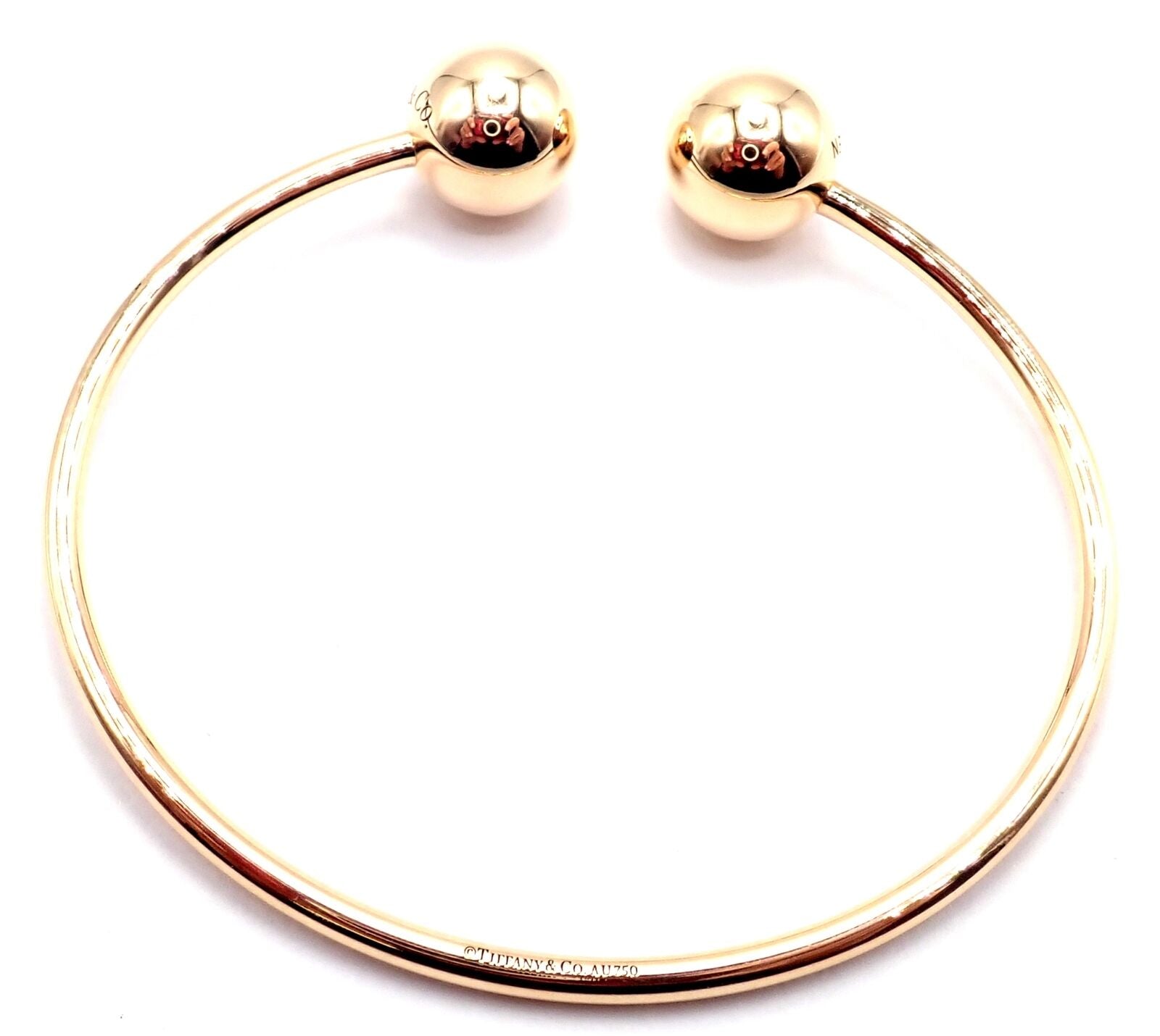 Authentic! Tiffany & Co 18k Yellow Gold Hardware Large Ball Wire Bangle  Bracelet | Fortrove
