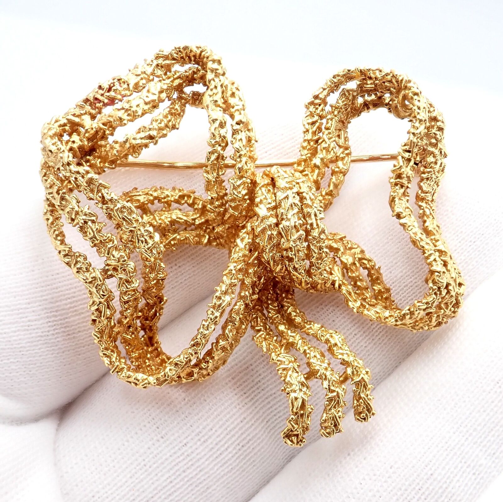 Tiffany & Co. Jewelry & Watches:Fine Jewelry:Brooches & Pins Authentic! Vintage Tiffany & Co 18k Yellow Gold Large Ribbon Bow Pin Brooch