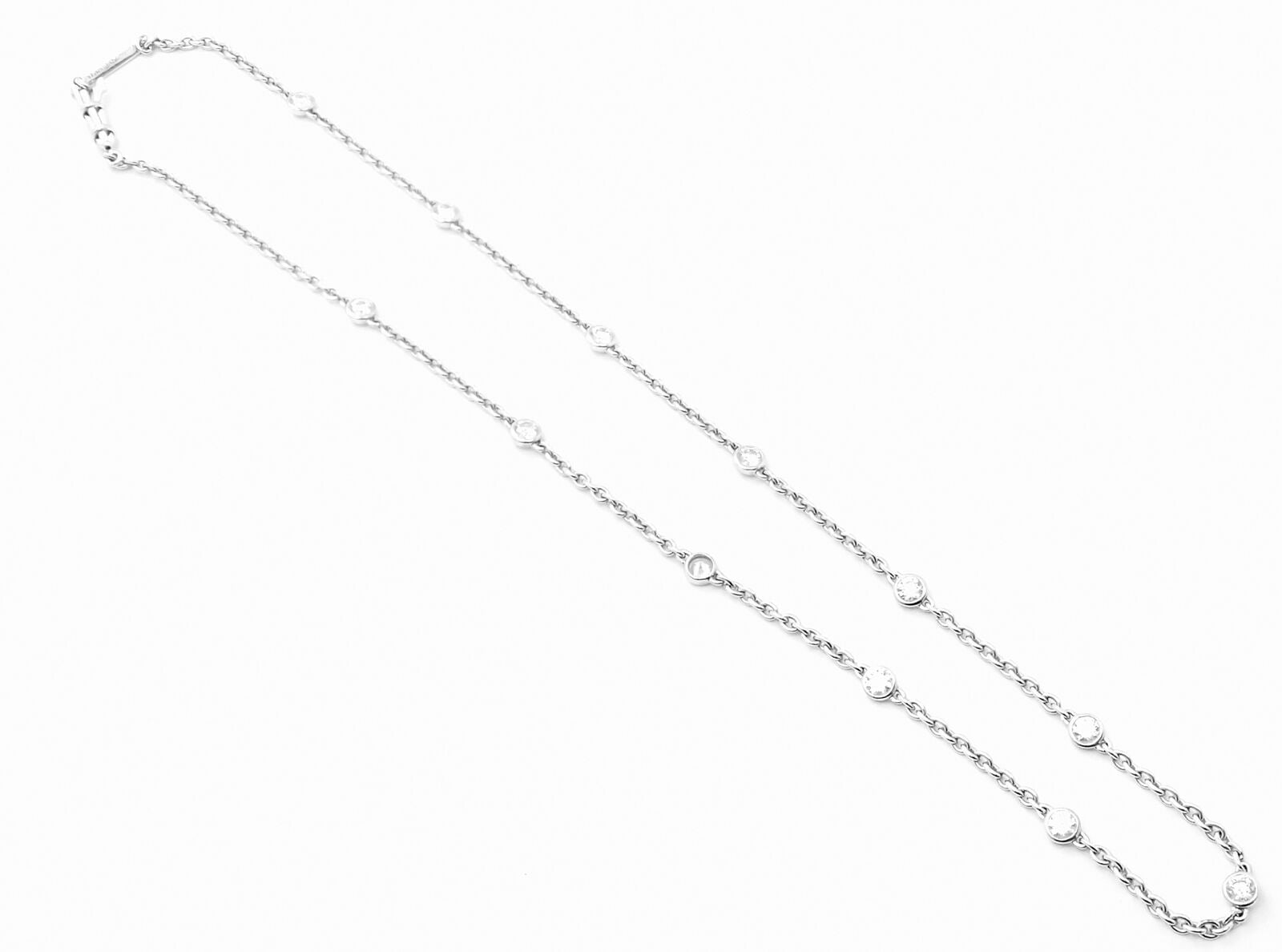 Authentic! Cartier 18k White Gold 1.5ct Diamond By The Yard Chain Necklace | Fortrove