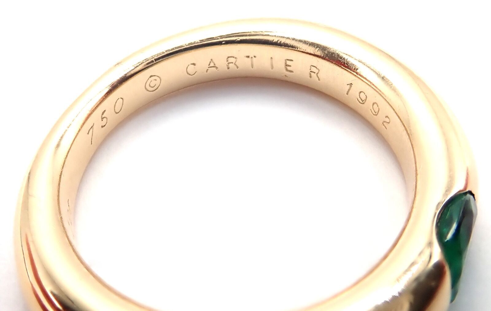Cartier Jewelry & Watches:Fine Jewelry:Rings Authentic! Cartier 18k Yellow Gold Emerald Ellipse Band Ring Size 55 US 6