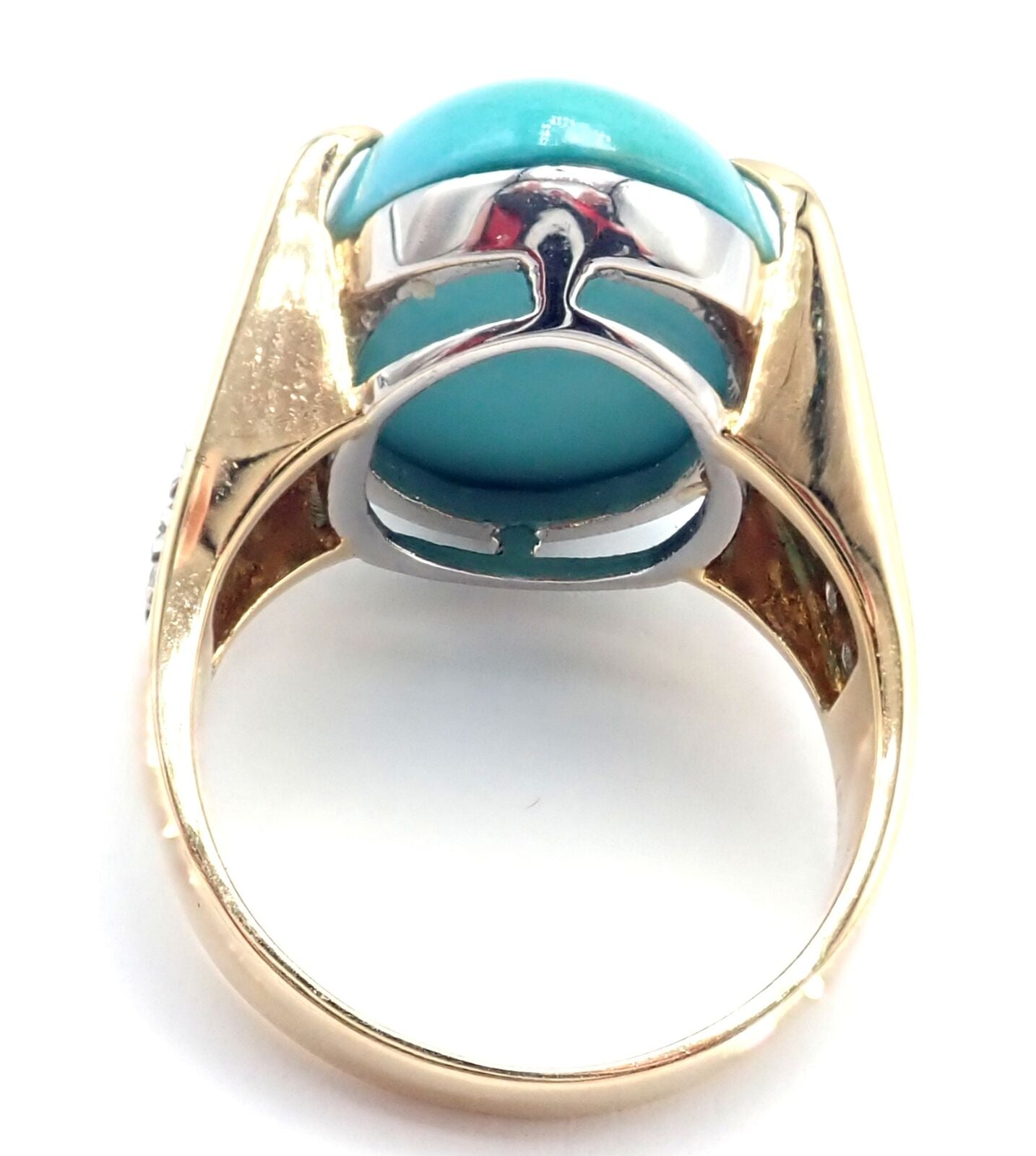 Christian Dior Jewelry & Watches:Fine Jewelry:Rings Authentic! Christian Dior 18k Yellow Gold Platinum Diamond Large Turquoise Ring